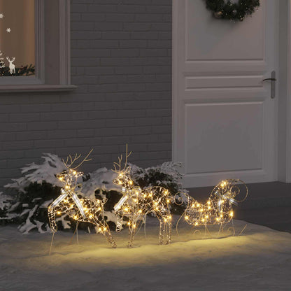 Weihnachtsrentier mit Schlitten 3 stk. 60 LEDs Warmes Weiß