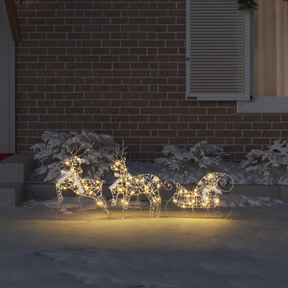 Weihnachtsrentier mit Schlitten 3 stk. 60 LEDs Warmes Weiß