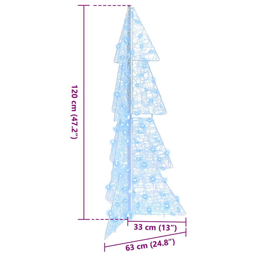 Weihnachtsbaum 100 LEDs Kaltweiß 120 cm Acryl