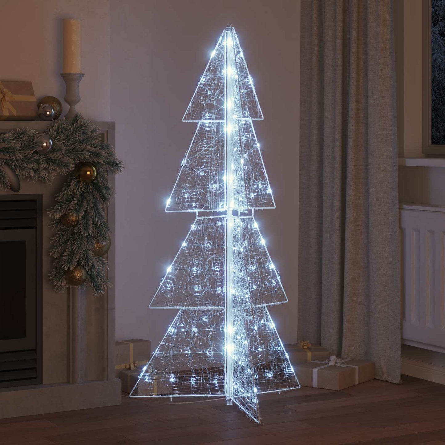 Weihnachtsbaum 160 LEDs Kaltweiß 150 cm Acryl