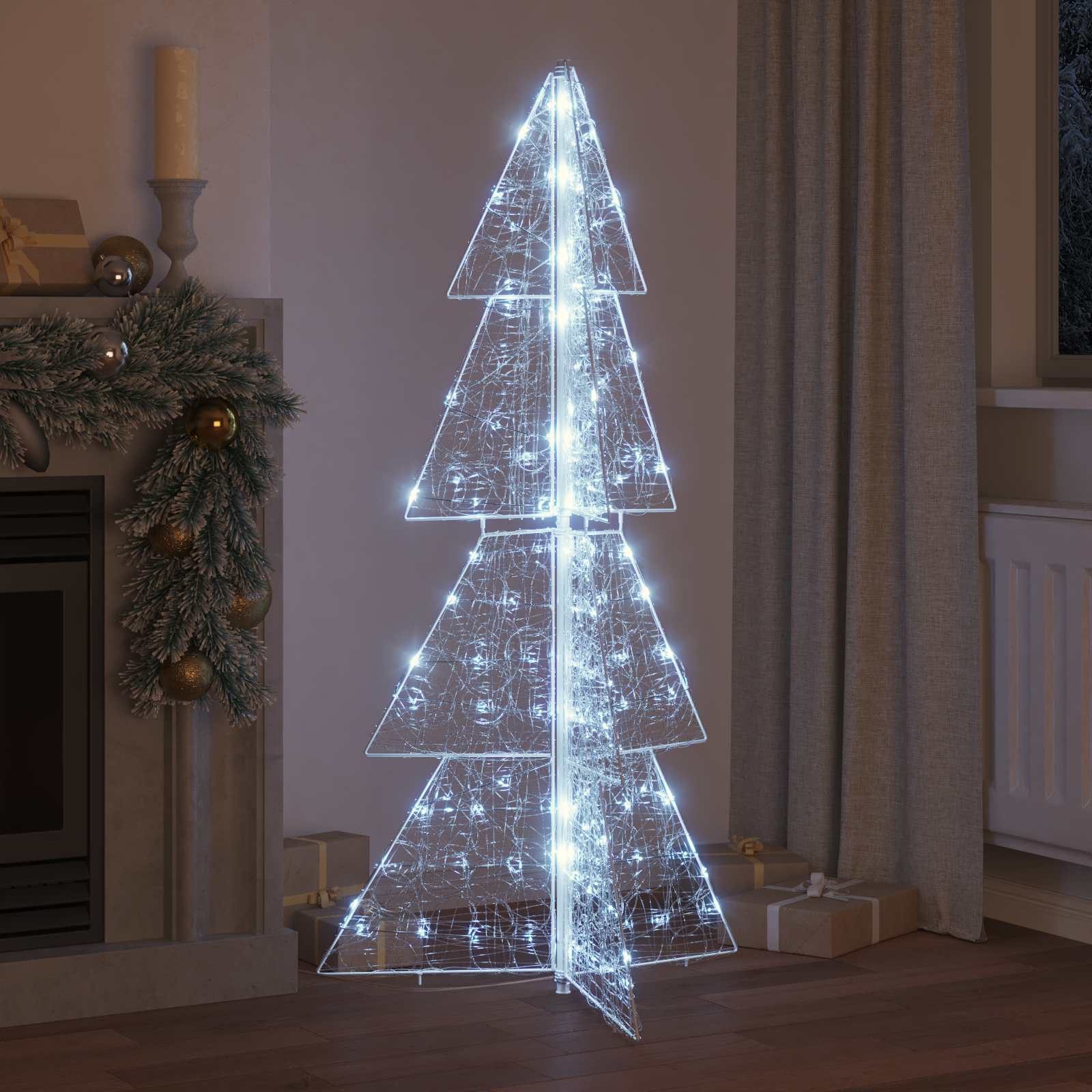 Weihnachtsbaum 160 LEDs Kaltweiß 150 cm Acryl
