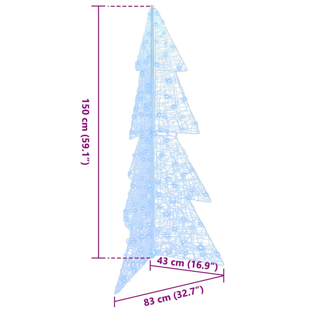 Weihnachtsbaum 160 LEDs Kaltweiß 150 cm Acryl