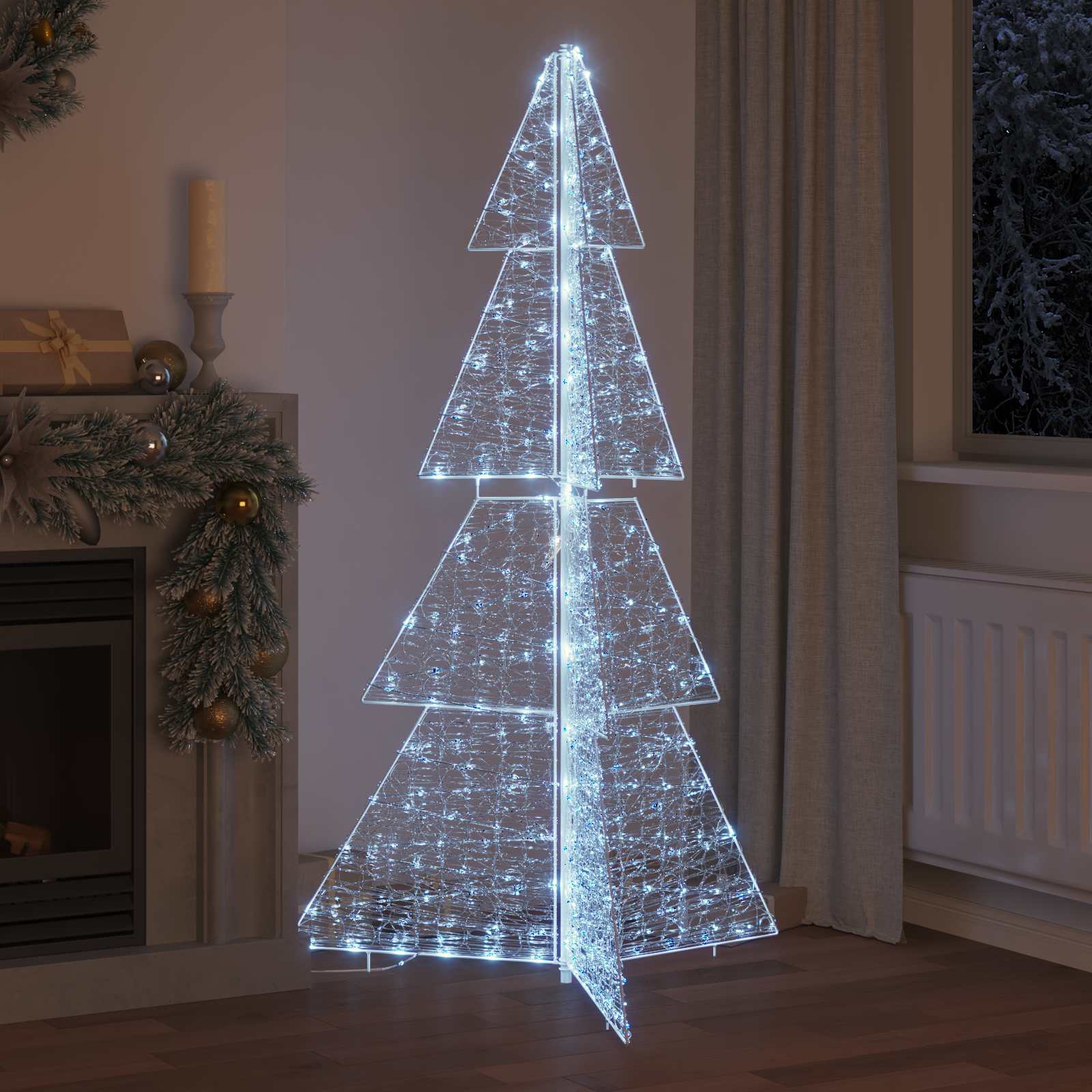 Weihnachtsbaum 240 LEDs Kaltweiß 180 cm Acryl