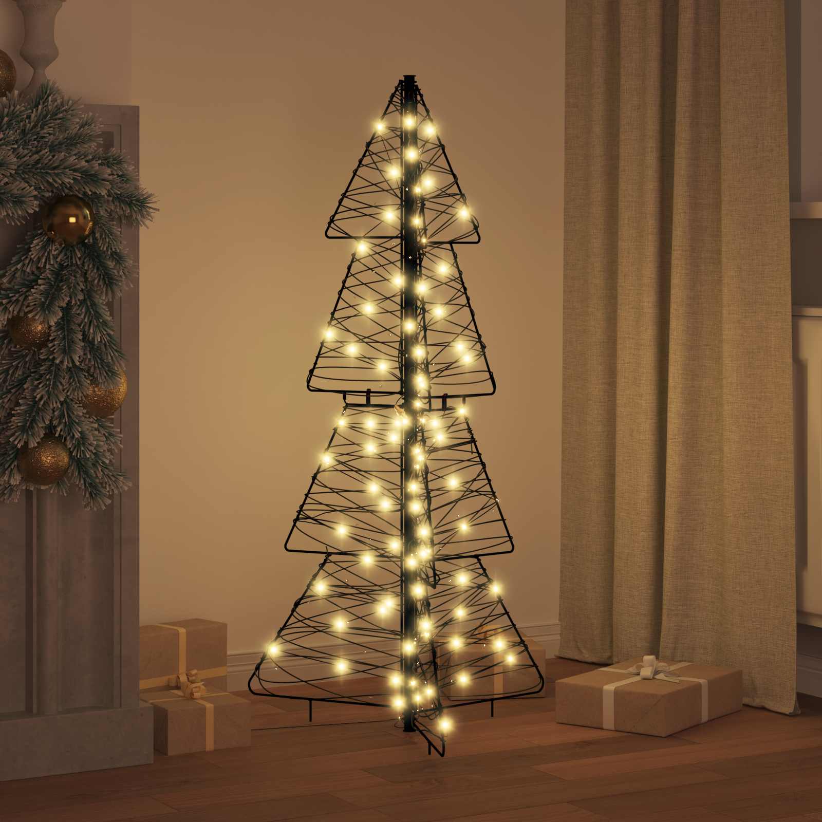 Weihnachtsbaum 100 LEDs Warmes Weiß 120 cm Rattan
