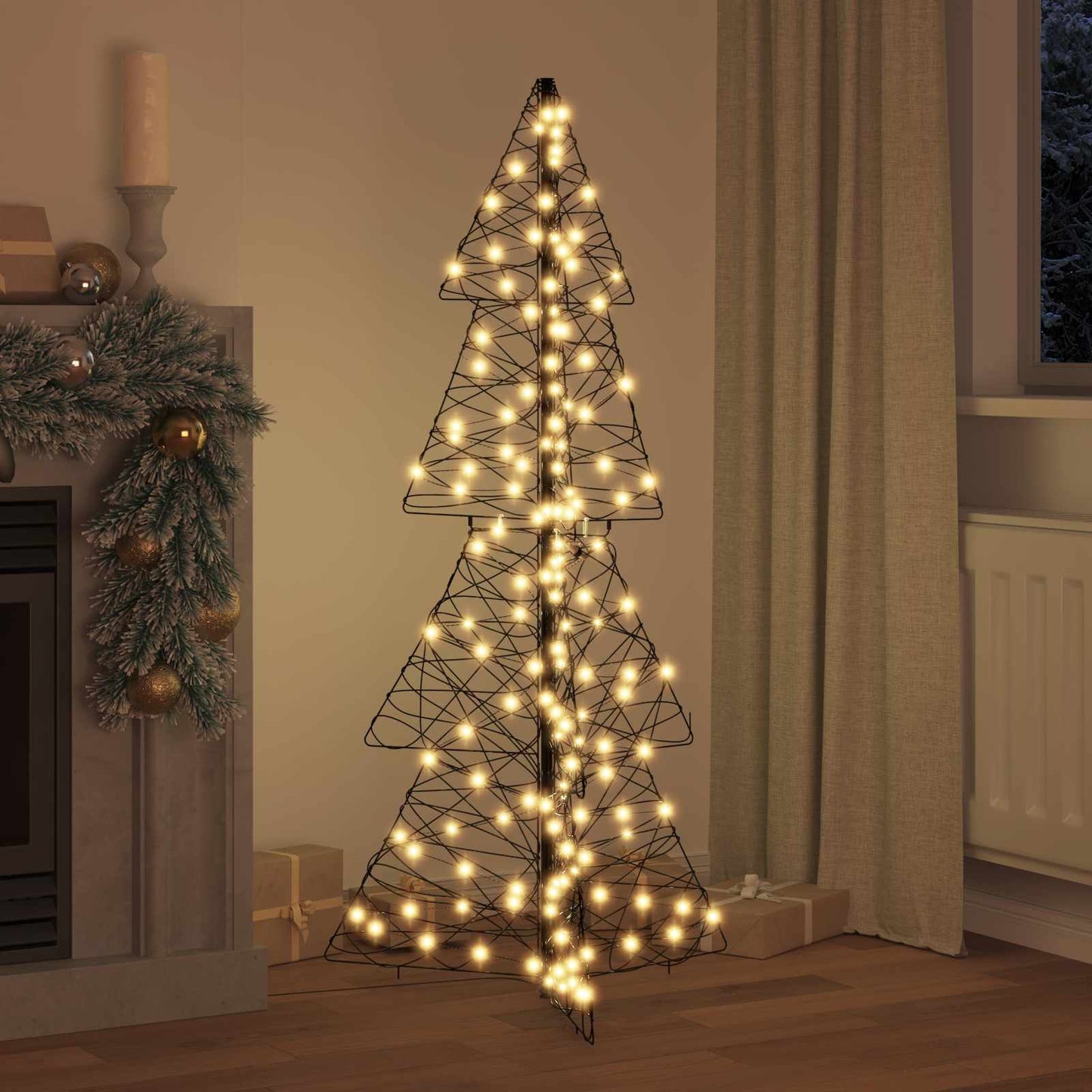 Weihnachtsbaum 160 LEDs Warmes Weiß 150 cm Rattan