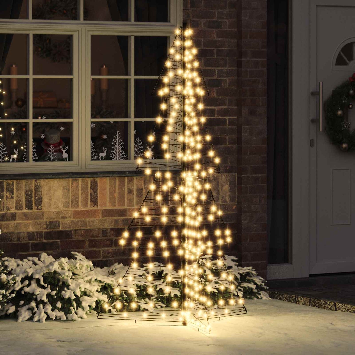Weihnachtsbaum 240 LEDs Warmes Weiß 180 cm Rattan