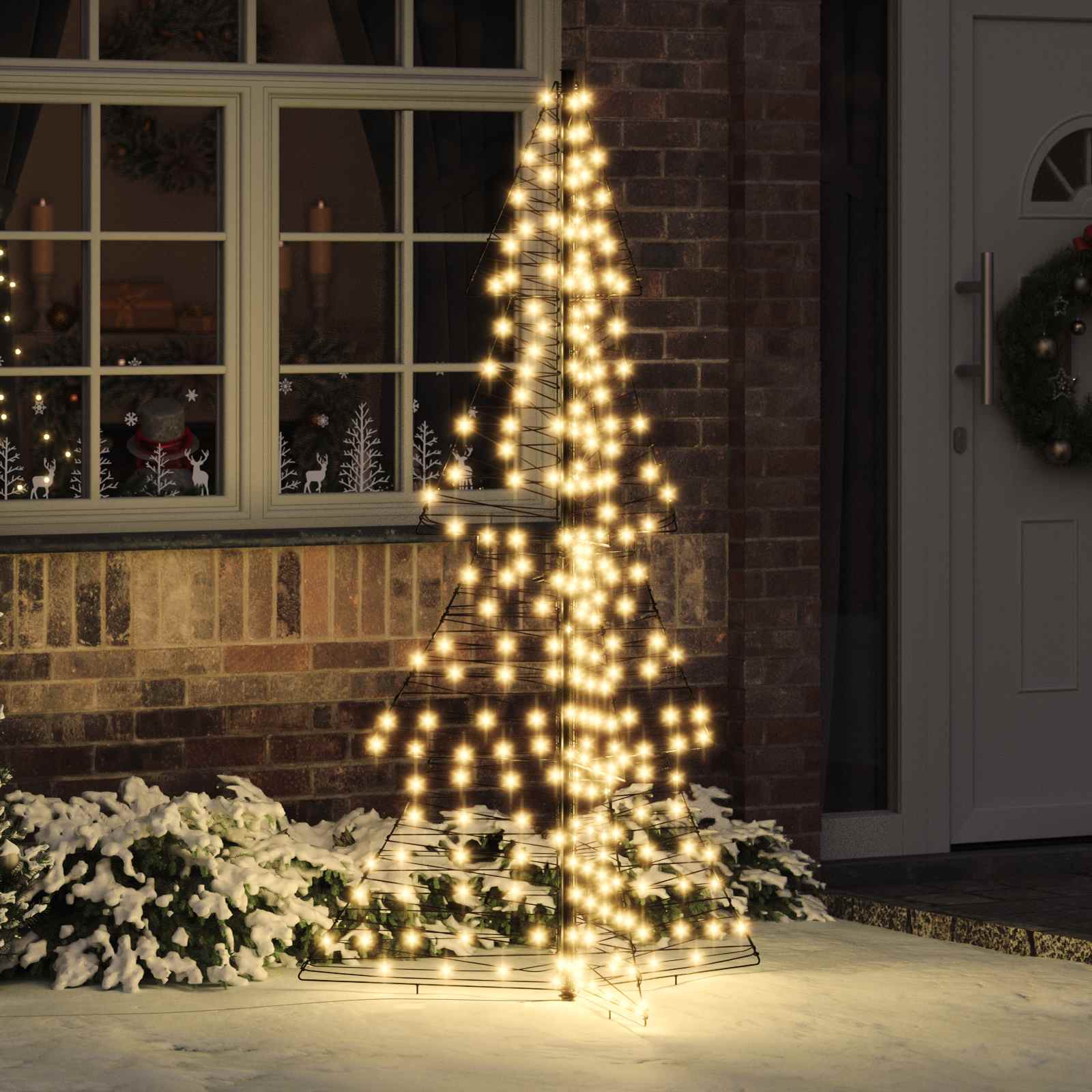 Weihnachtsbaum 240 LEDs Warmes Weiß 180 cm Rattan
