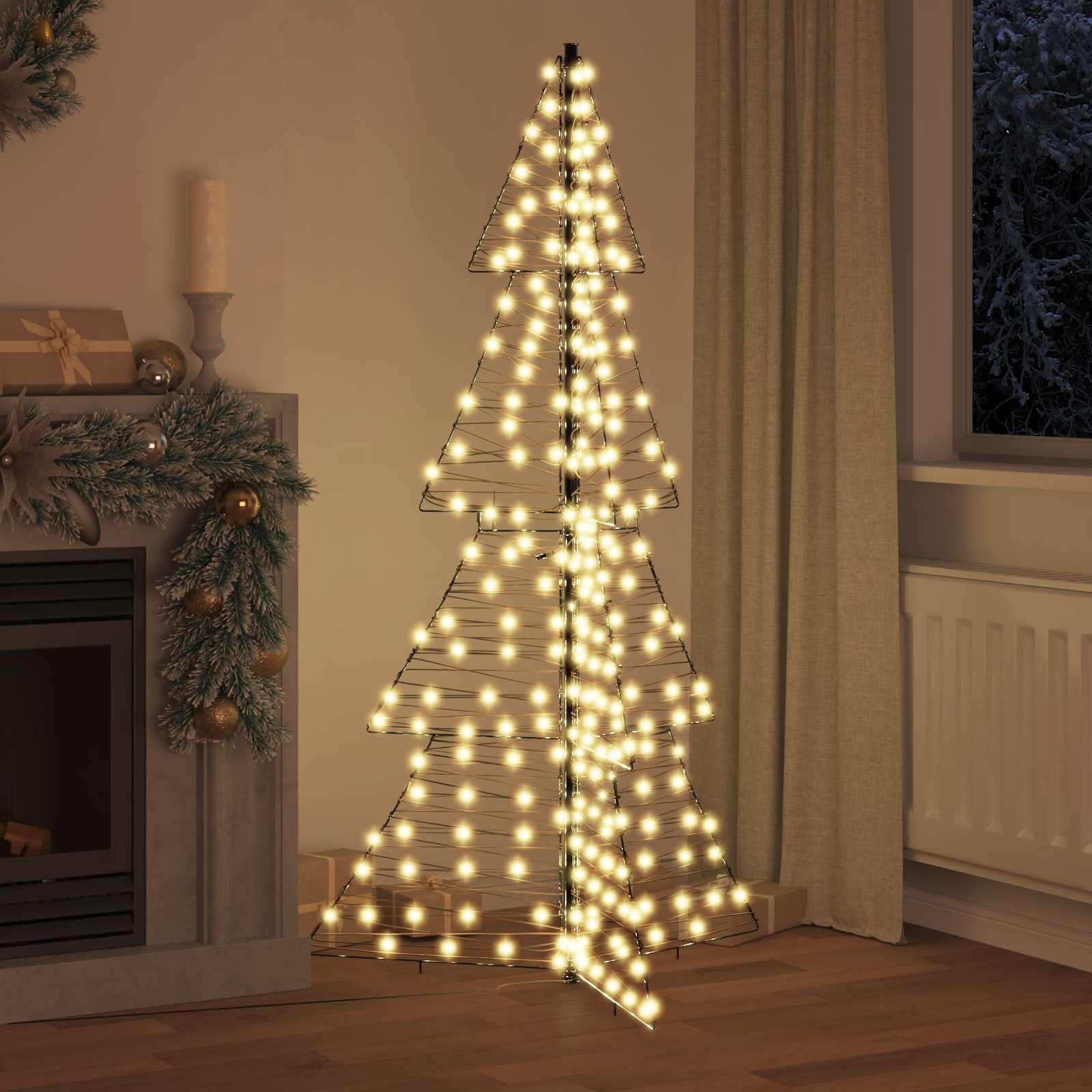 Weihnachtsbaum 240 LEDs Warmes Weiß 180 cm Rattan