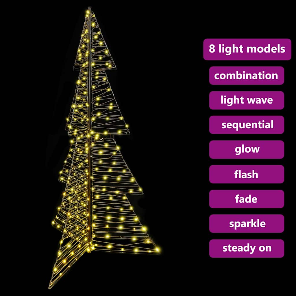 Weihnachtsbaum 240 LEDs Warmes Weiß 180 cm Rattan