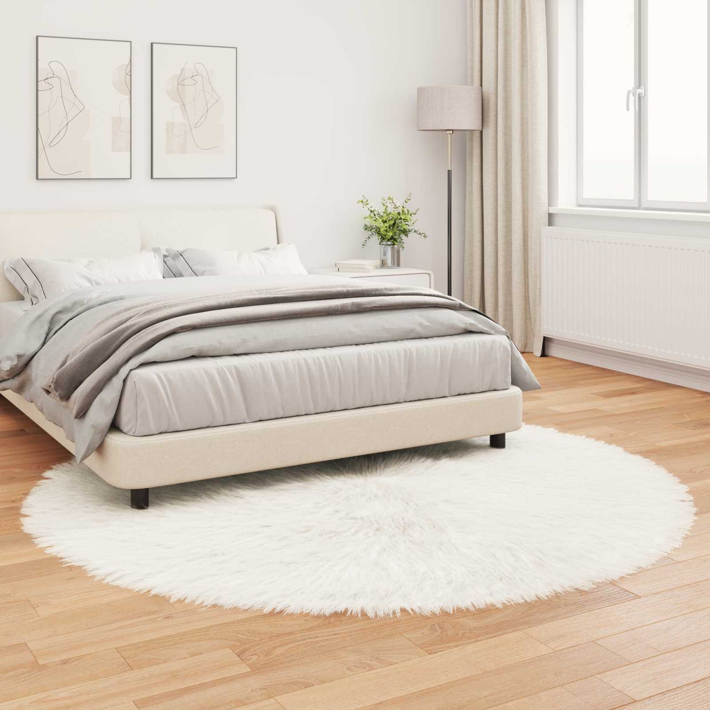 Teppich aus Kunstschaffell TAFALLA Weiß Ø 200 cm Polyester