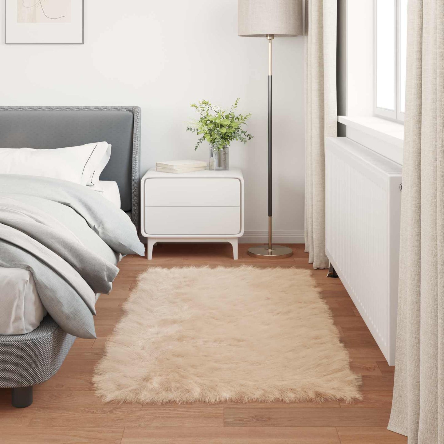 Teppich aus Kunstschaffell TAFALLA Beige 60 x 110 cm Polyester