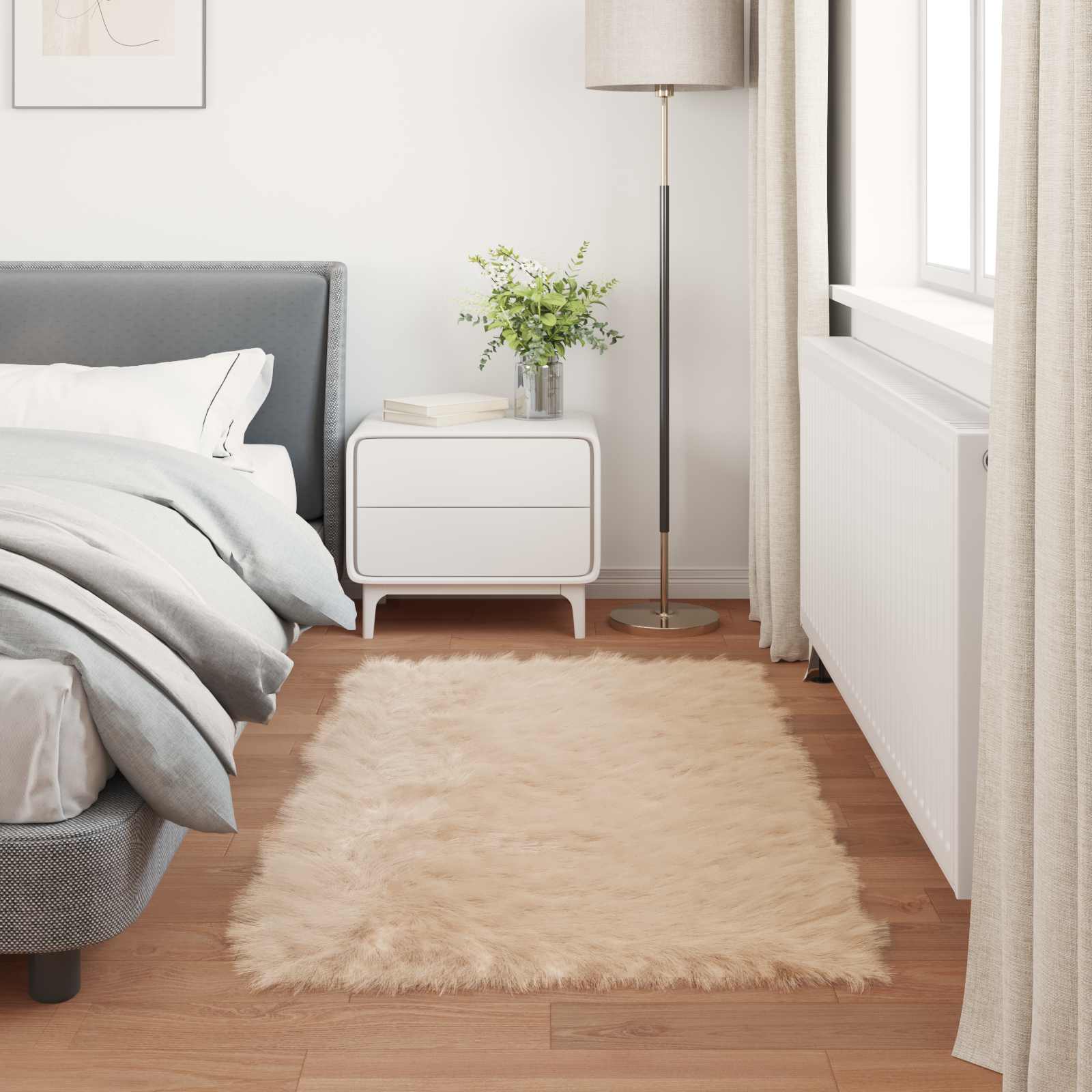 Teppich aus Kunstschaffell TAFALLA Beige 60 x 110 cm Polyester
