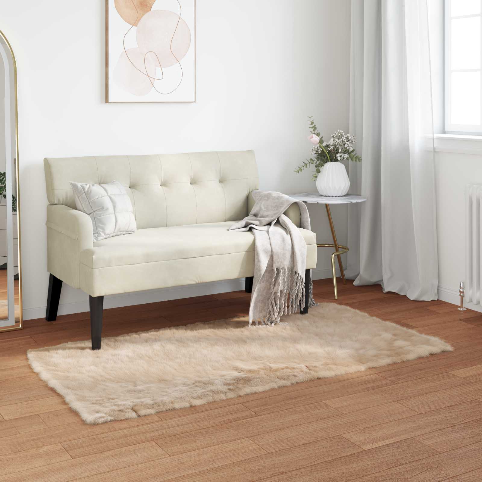 Teppich aus Kunstschaffell TAFALLA Beige 80 x 150 cm Polyester