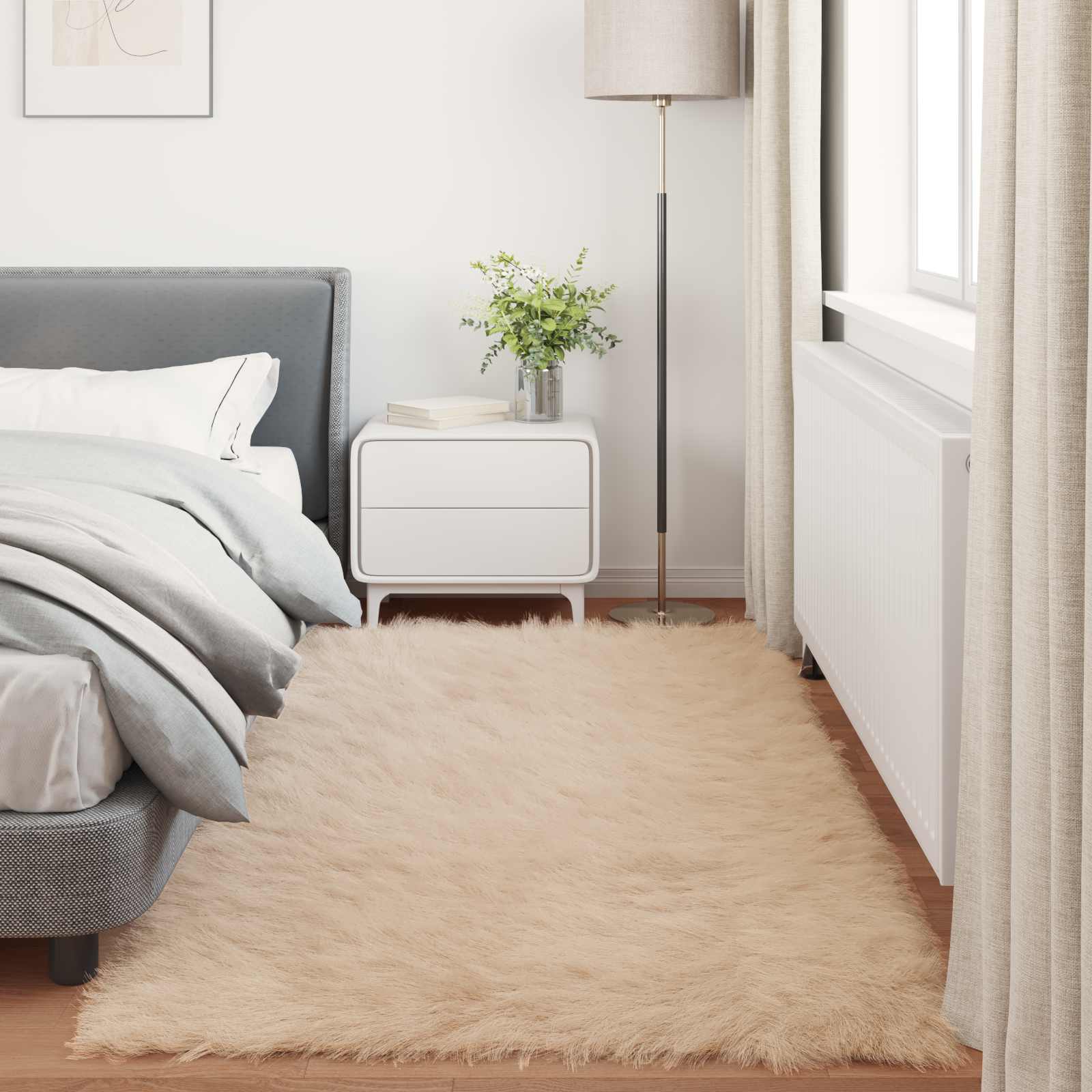 Teppich aus Kunstschaffell TAFALLA Beige 100 x 200 cm Polyester