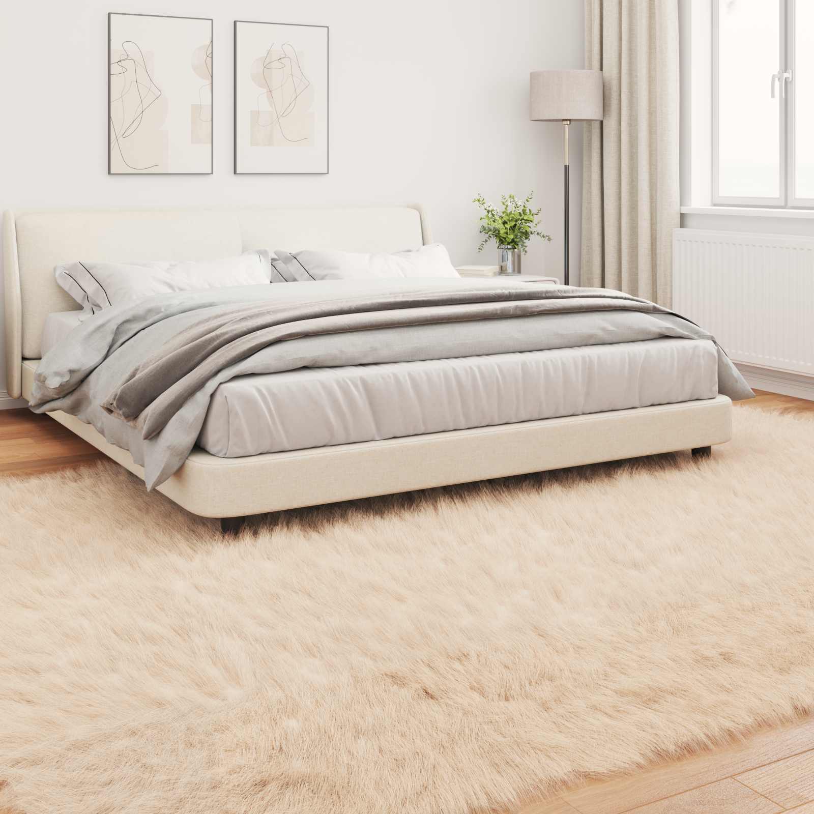 Teppich aus Kunstschaffell TAFALLA Beige 200 x 280 cm Polyester