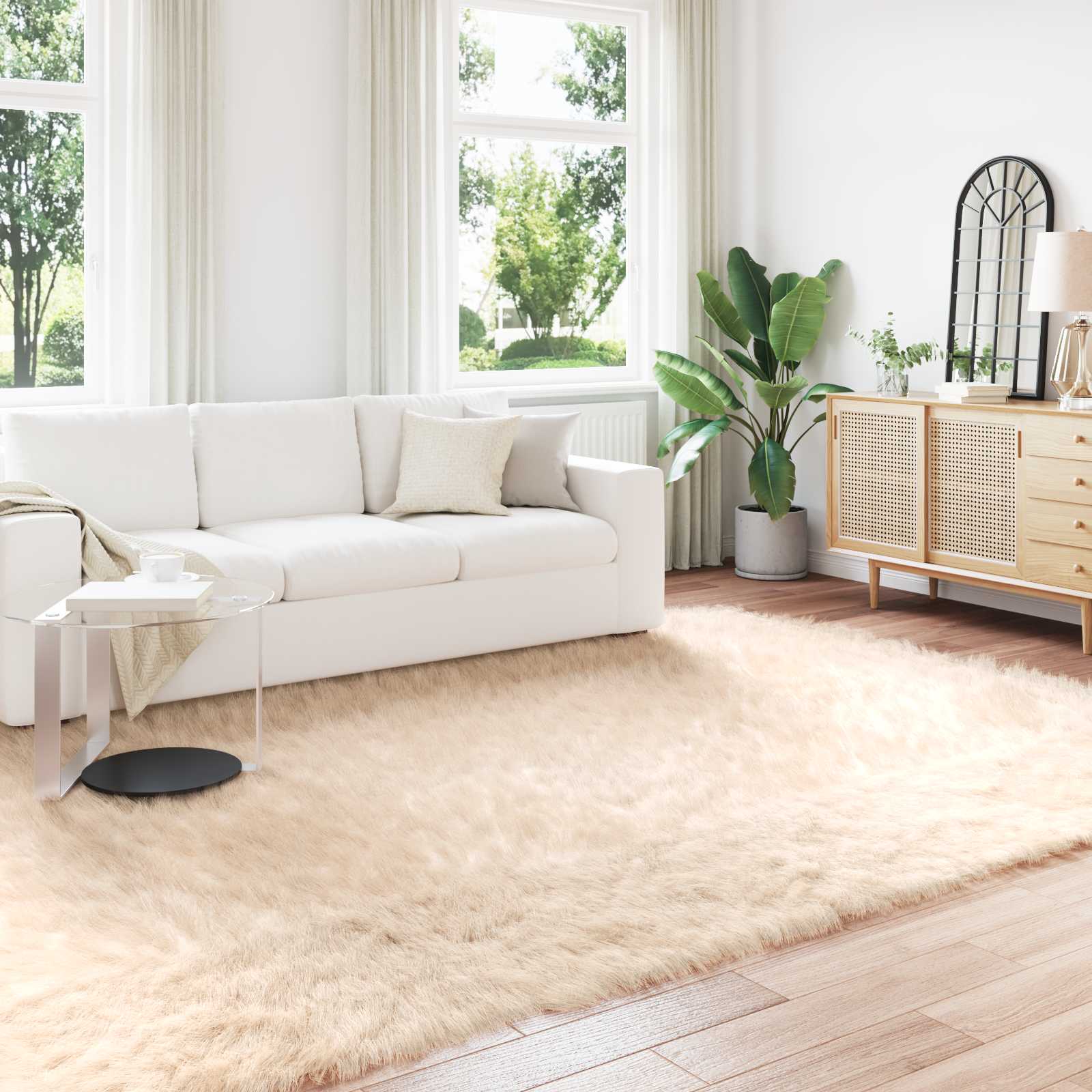 Teppich aus Kunstschaffell TAFALLA Beige 240 x 340 cm Polyester