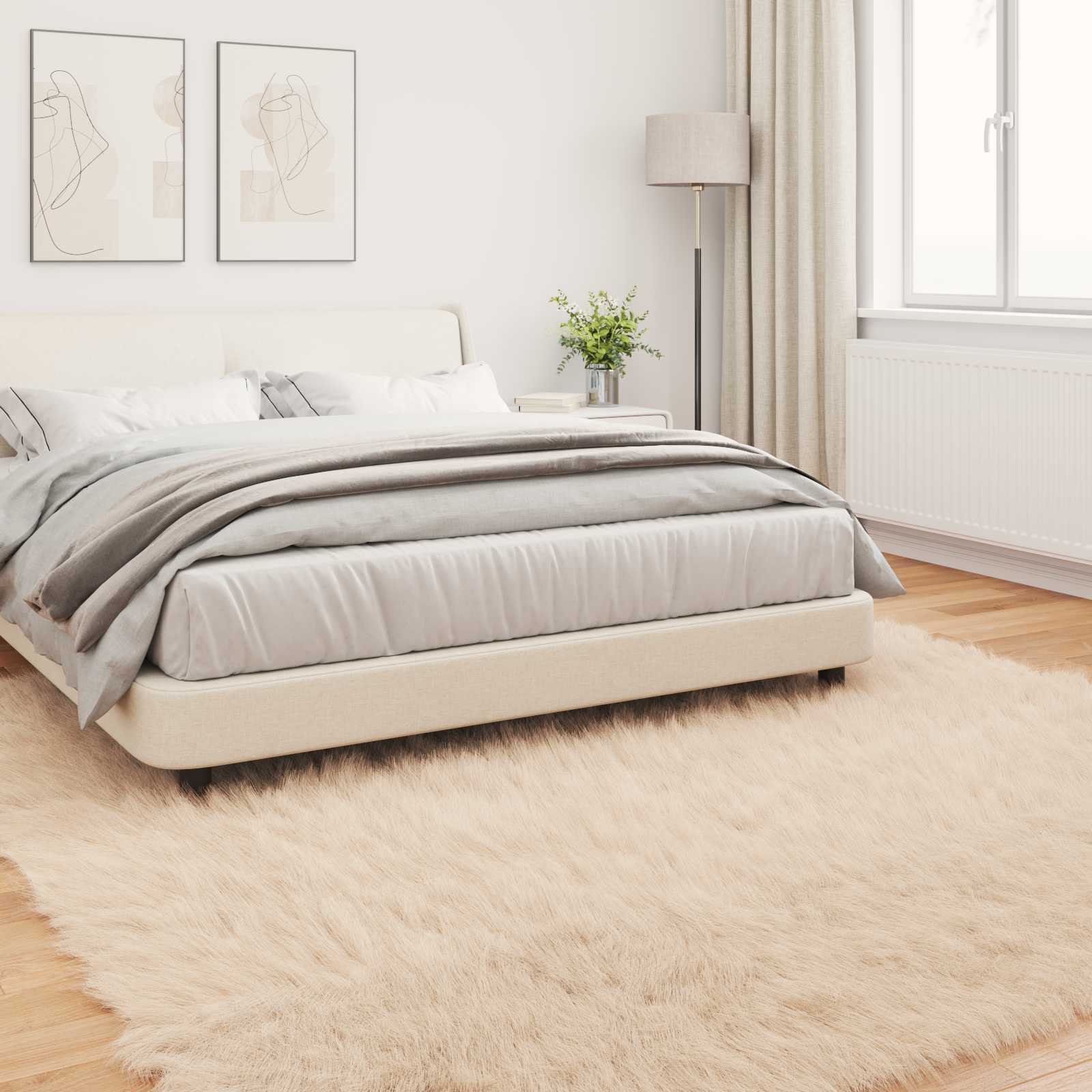 Teppich aus Kunstschaffell TAFALLA Beige 240 x 240 cm Polyester
