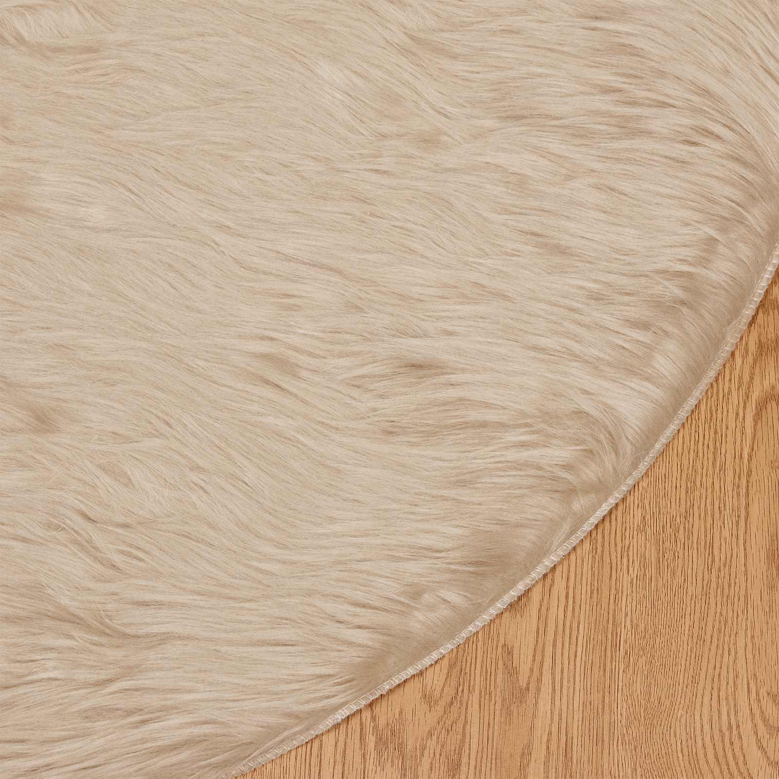 Teppich aus Kunstschaffell TAFALLA Beige Ø 120 cm Polyester