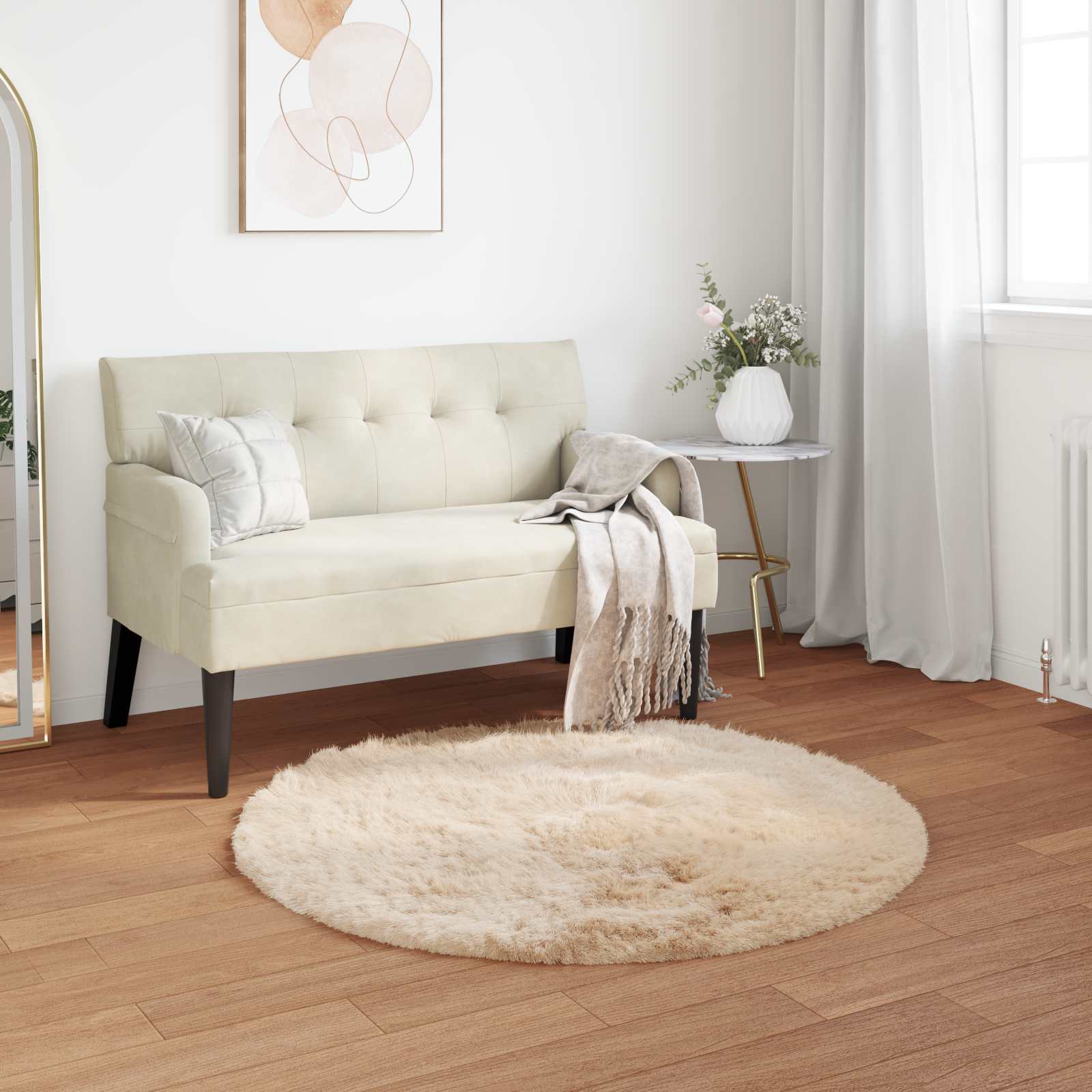 Teppich aus Kunstschaffell TAFALLA Beige Ø 120 cm Polyester