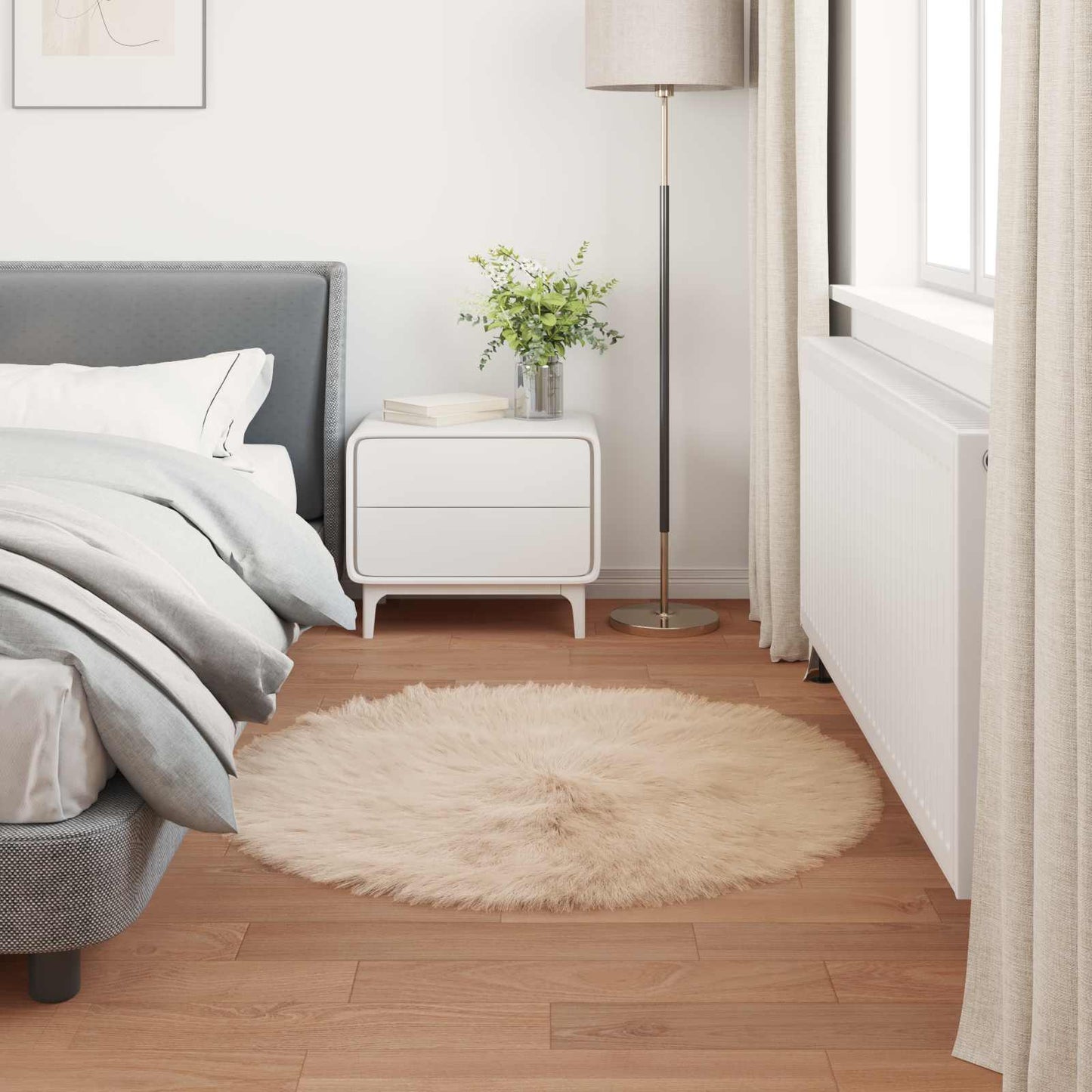 Teppich aus Kunstschaffell TAFALLA Beige Ø 120 cm Polyester