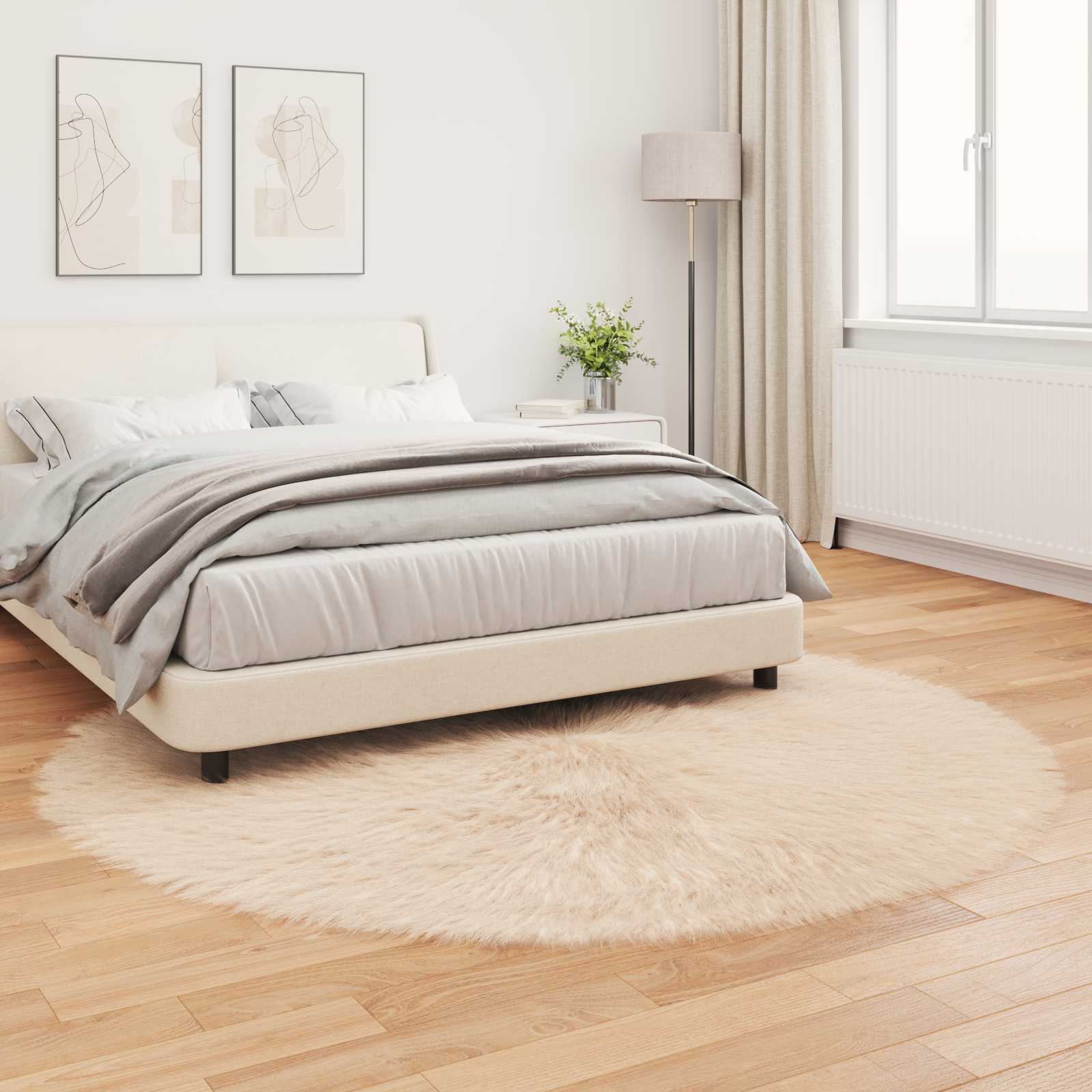 Teppich aus Kunstschaffell TAFALLA Beige Ø 200 cm Polyester
