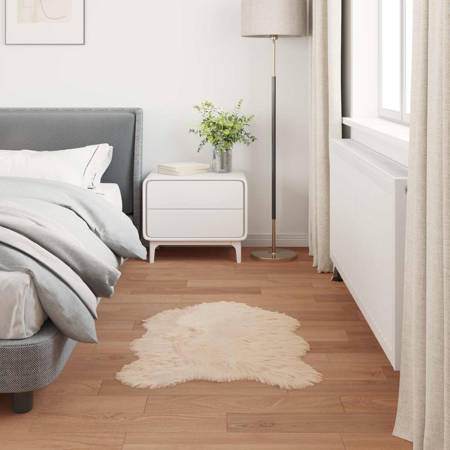 Teppich aus Kunstschaffell TAFALLA Beige 60 x 90 cm Polyester