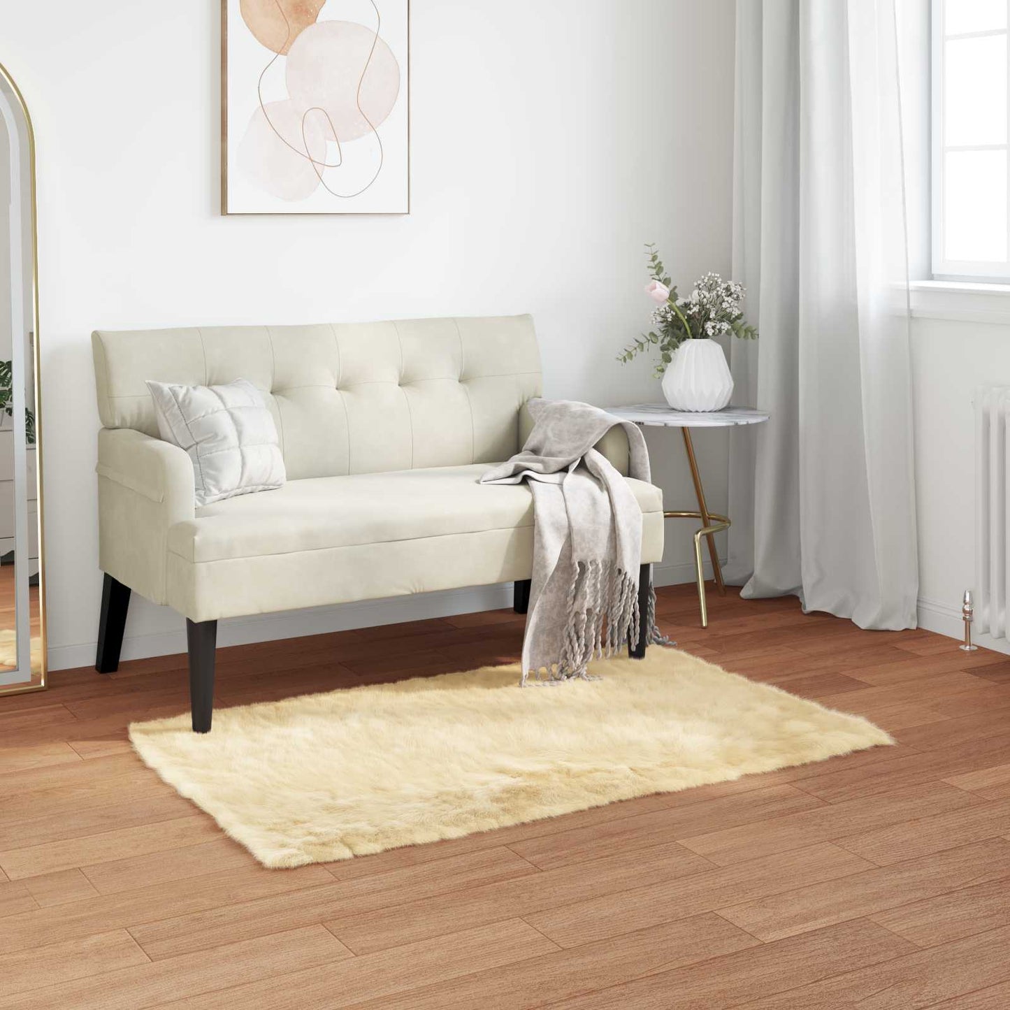Teppich aus Kunstschaffell TAFALLA Creme 80 x 150 cm Polyester