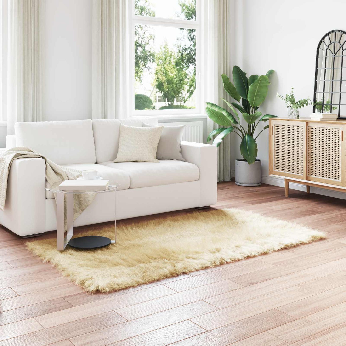 Teppich aus Kunstschaffell TAFALLA Creme 160 x 230 cm Polyester