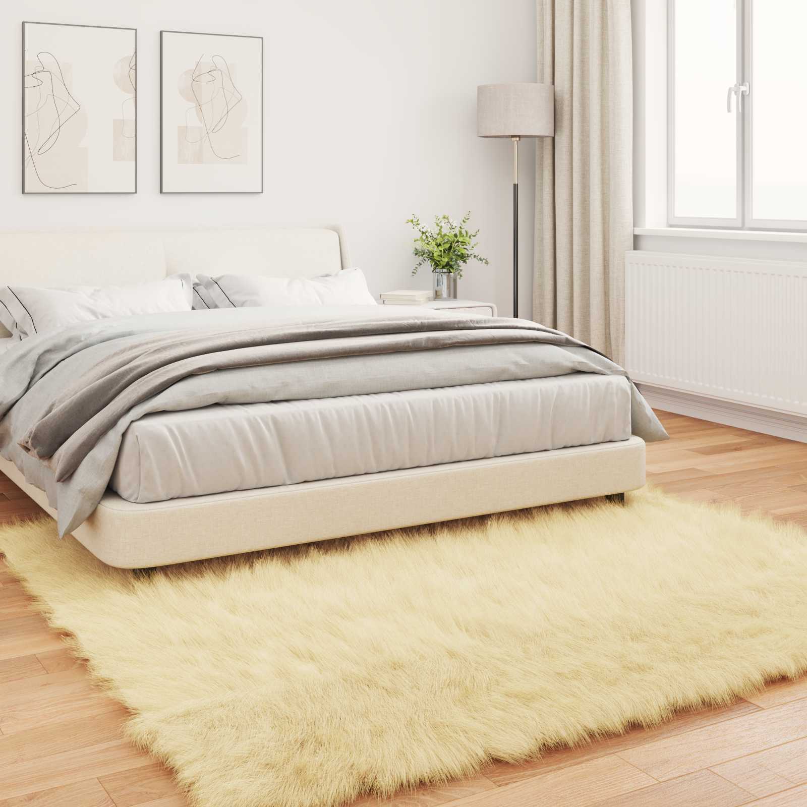 Teppich aus Kunstschaffell TAFALLA Creme 200 x 200 cm Polyester