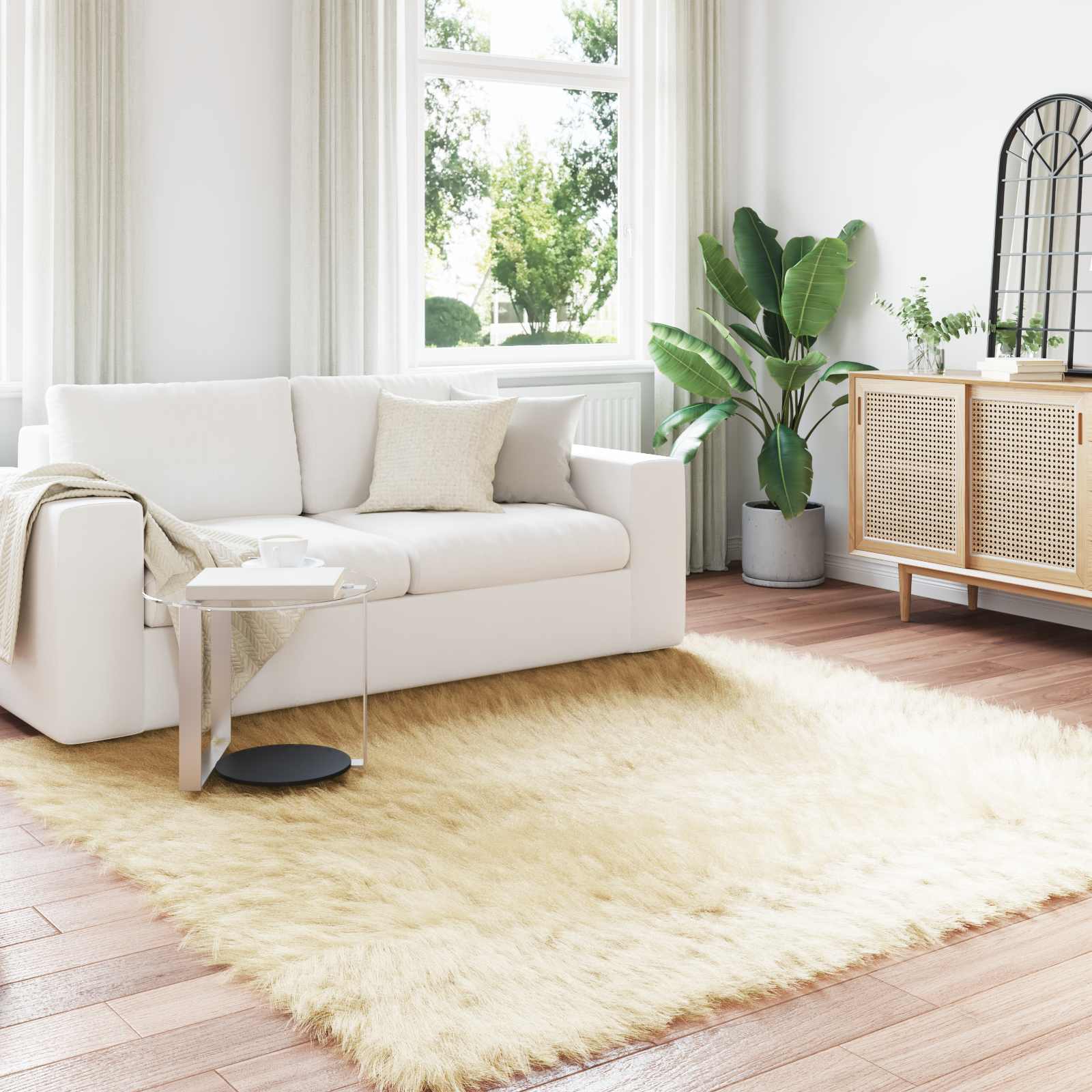 Teppich aus Kunstschaffell TAFALLA Creme 240 x 240 cm Polyester