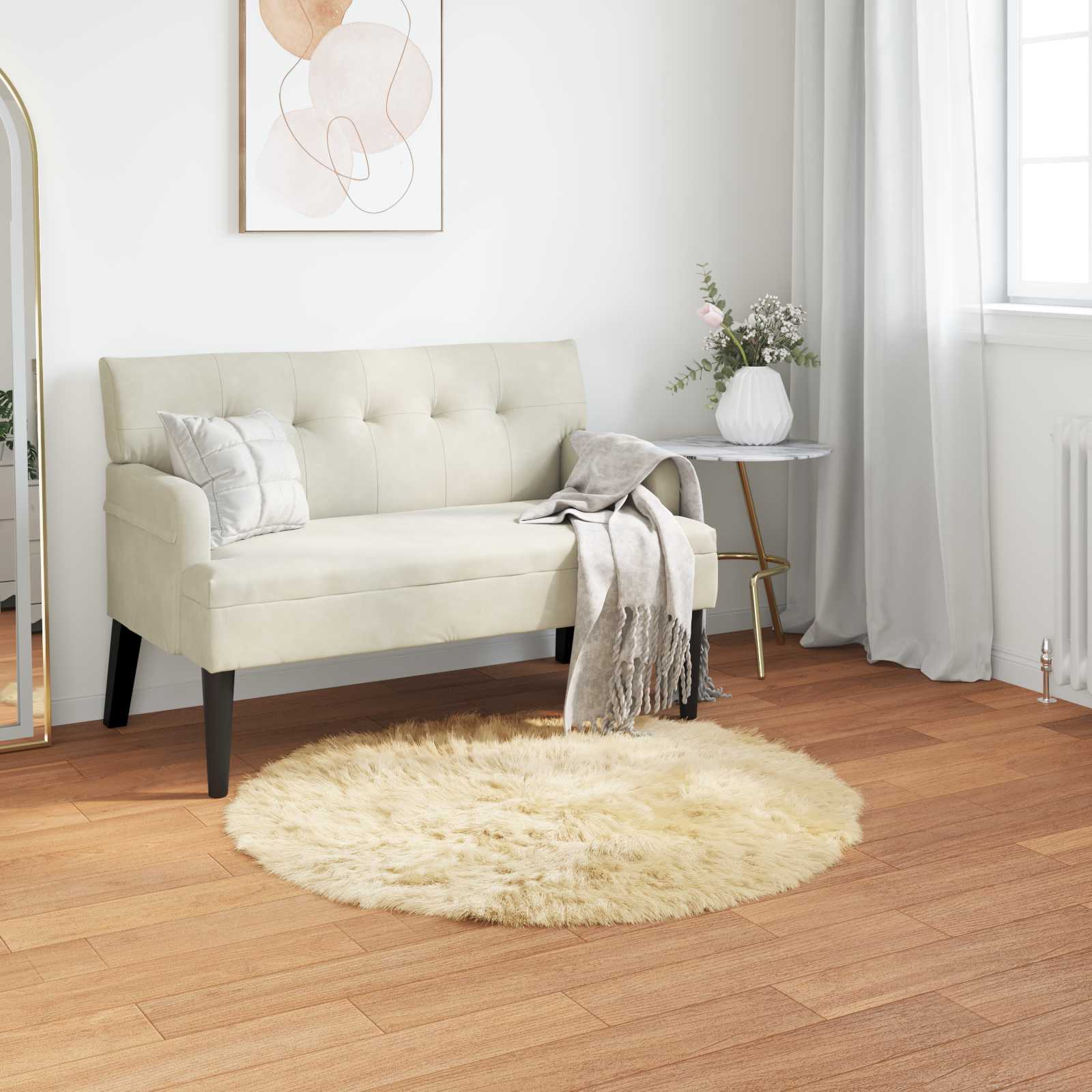 Teppich aus Kunstschaffell TAFALLA Creme Ø 120 cm Polyester