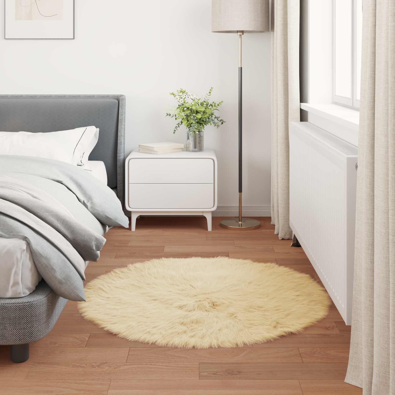Teppich aus Kunstschaffell TAFALLA Creme Ø 120 cm Polyester