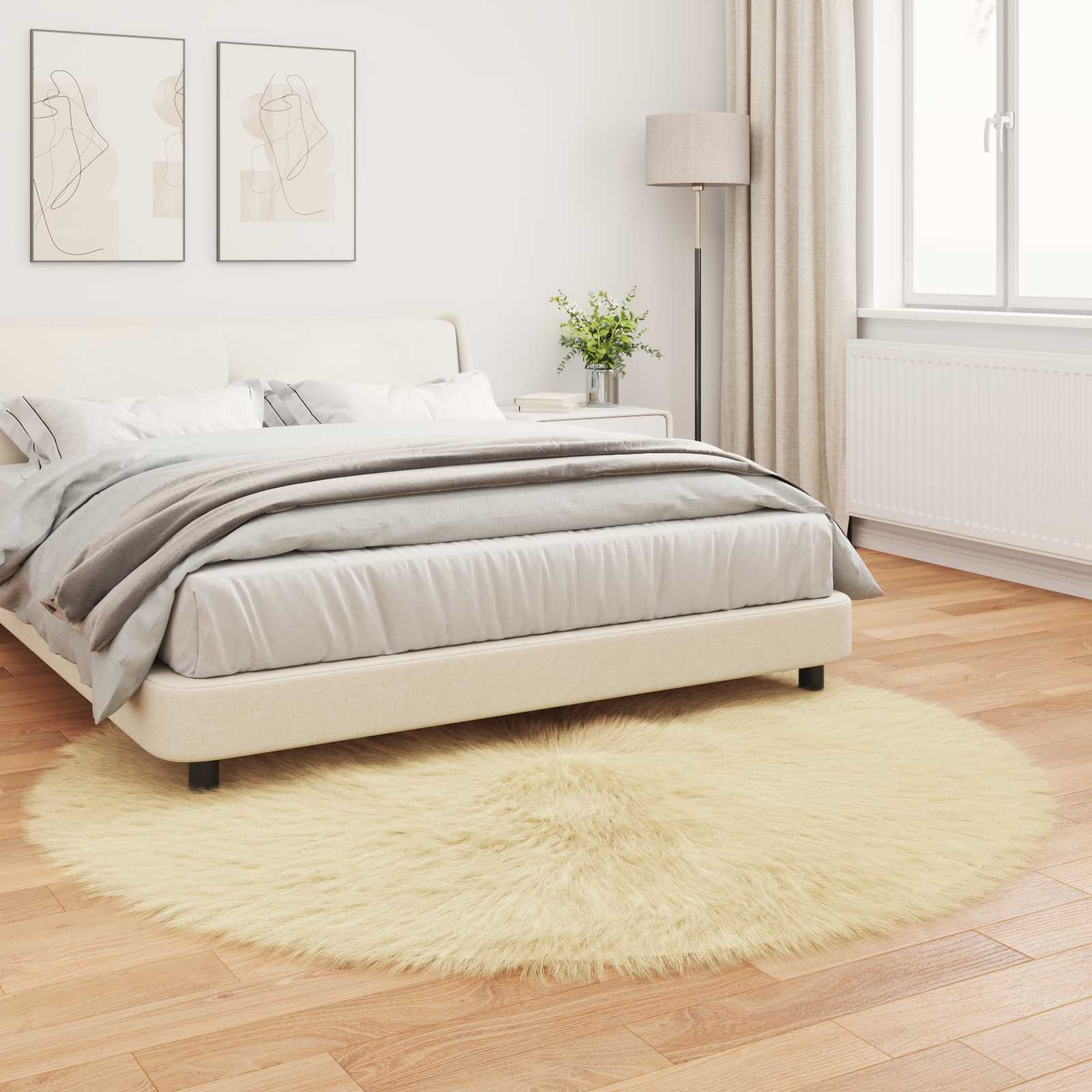 Teppich aus Kunstschaffell TAFALLA Creme Ø 200 cm Polyester