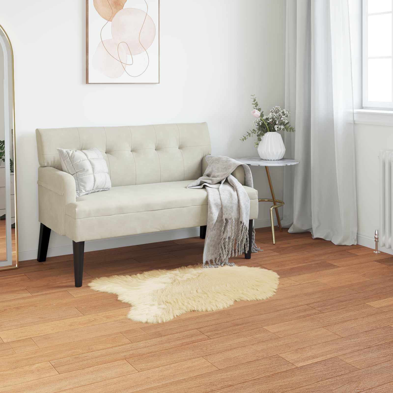 Teppich aus Kunstschaffell TAFALLA Creme 60 x 90 cm Polyester