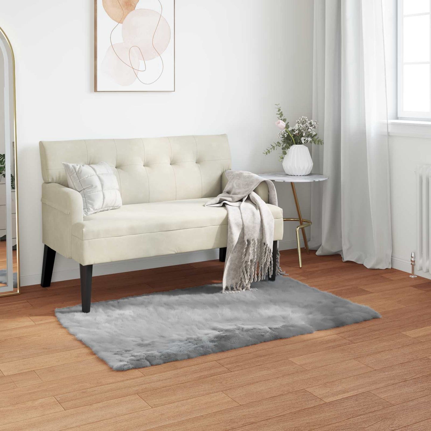 Teppich aus Kunstschaffell TAFALLA Grau 60 x 110 cm Polyester