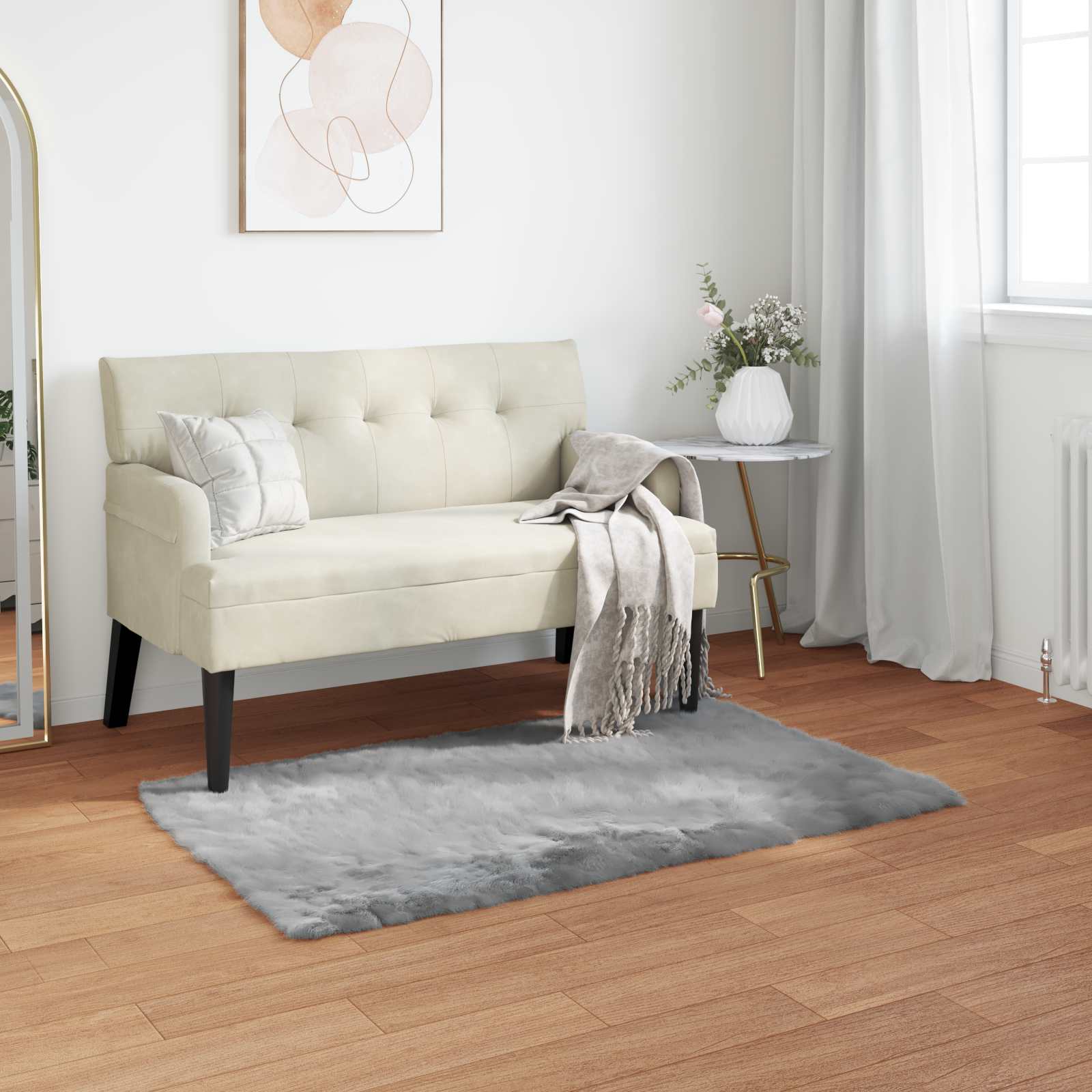 Teppich aus Kunstschaffell TAFALLA Grau 80 x 150 cm Polyester