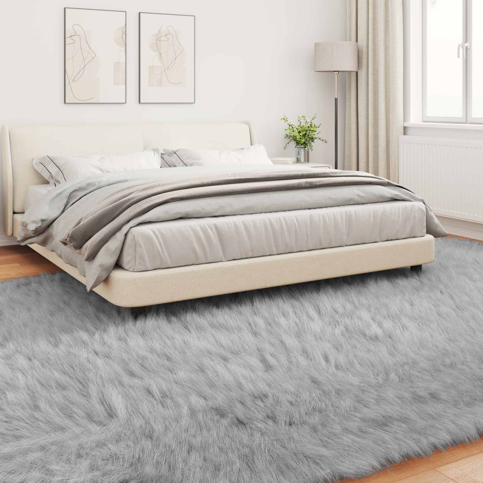 Teppich aus Kunstschaffell TAFALLA Grau 200 x 280 cm Polyester
