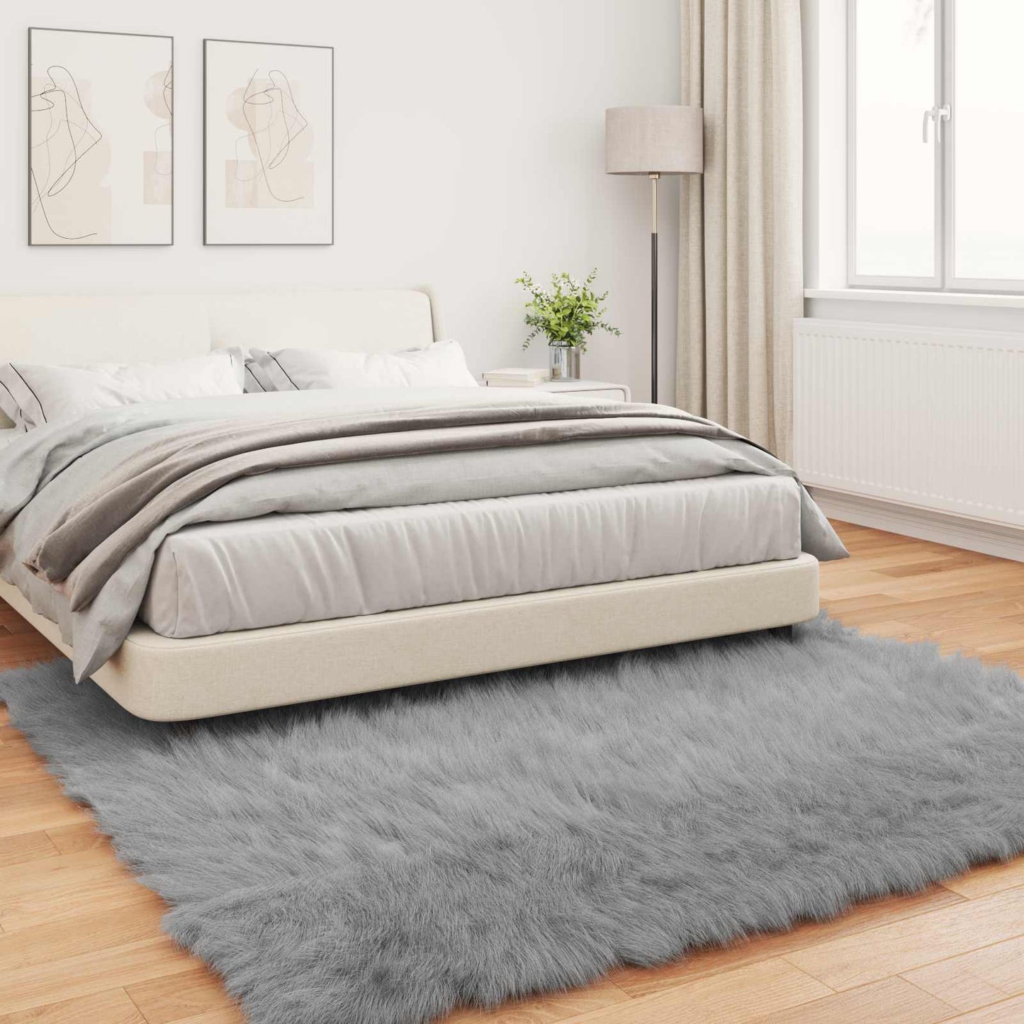Teppich aus Kunstschaffell TAFALLA Grau 200 x 200 cm Polyester
