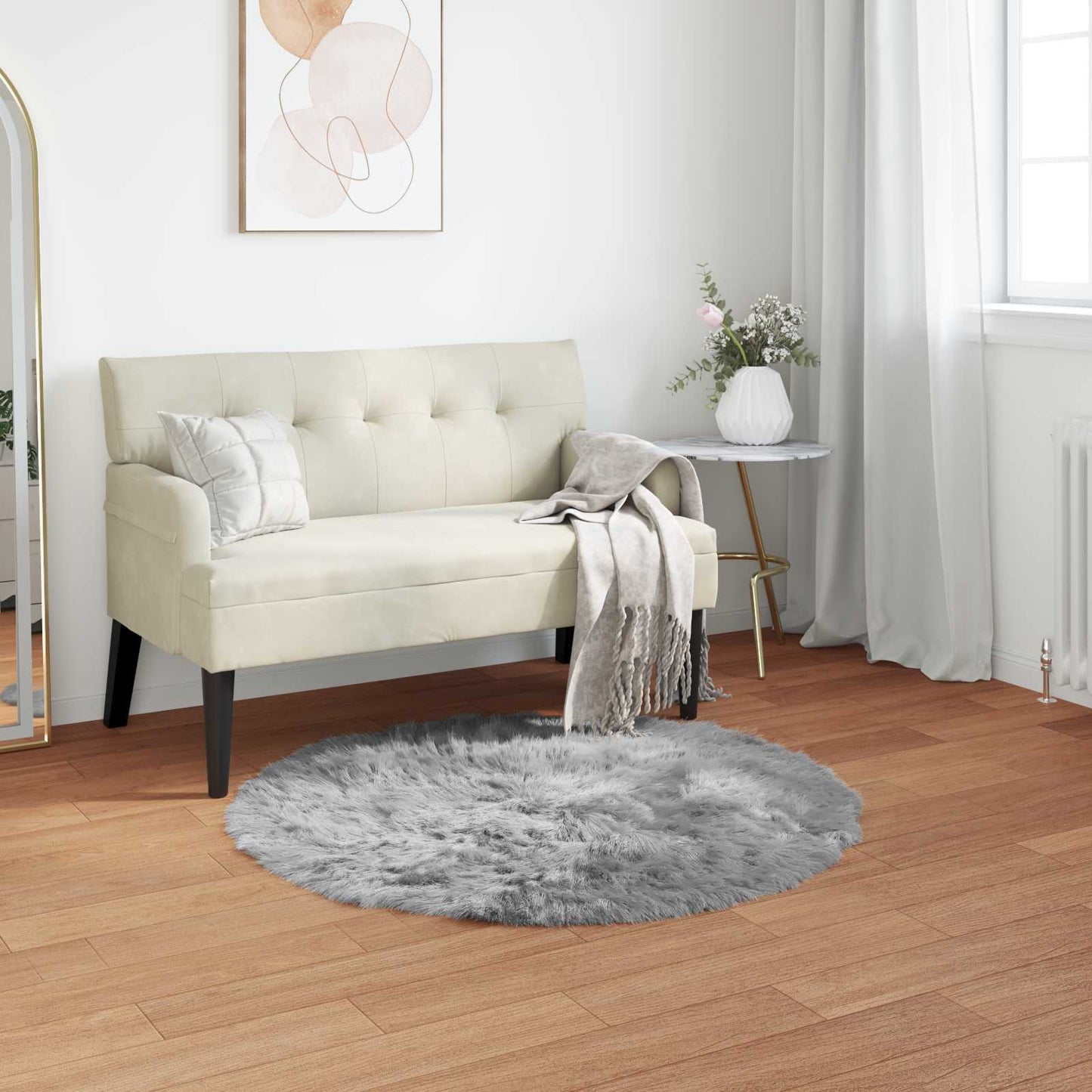 Teppich aus Kunstschaffell TAFALLA Grau Ø 120 cm Polyester