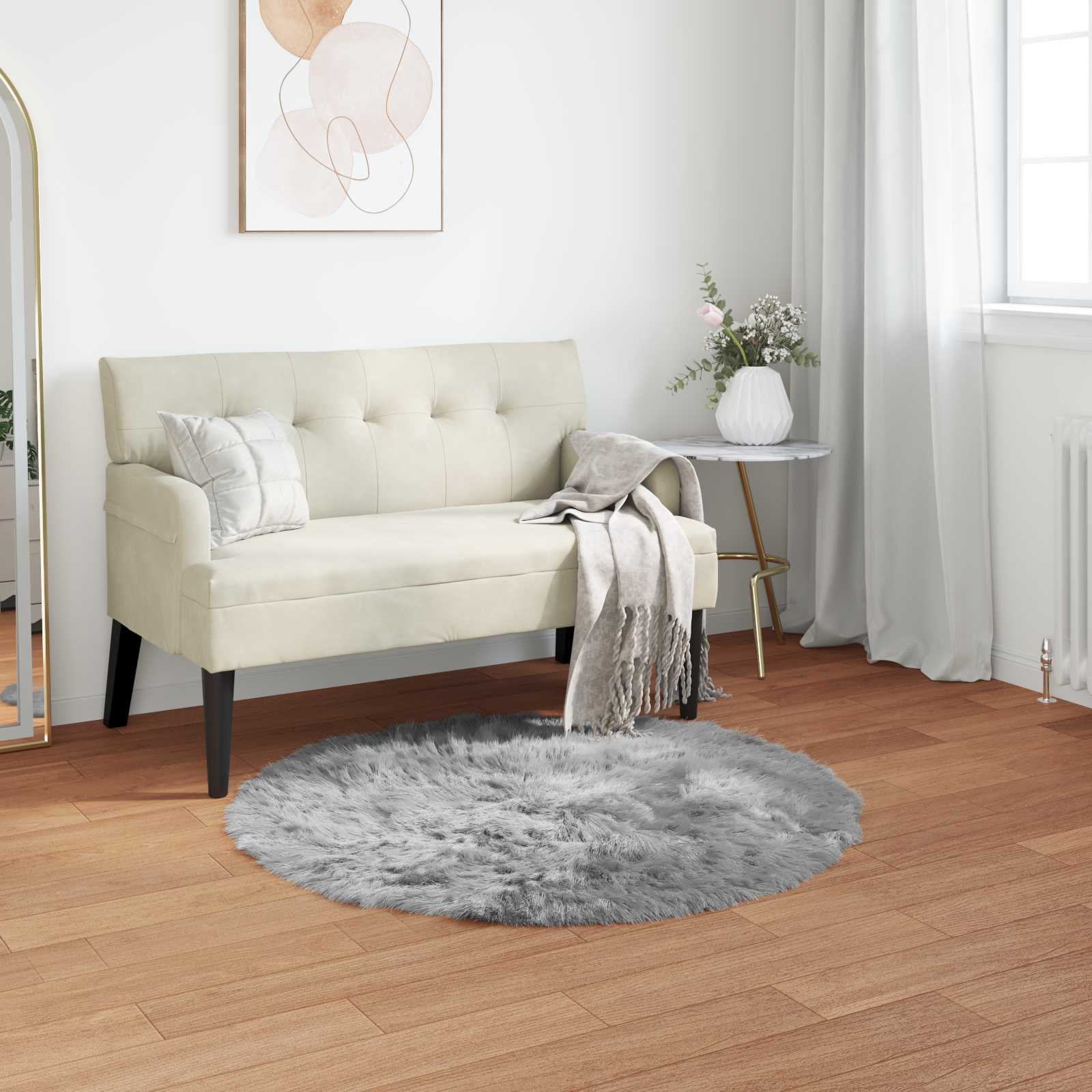 Teppich aus Kunstschaffell TAFALLA Grau Ø 120 cm Polyester