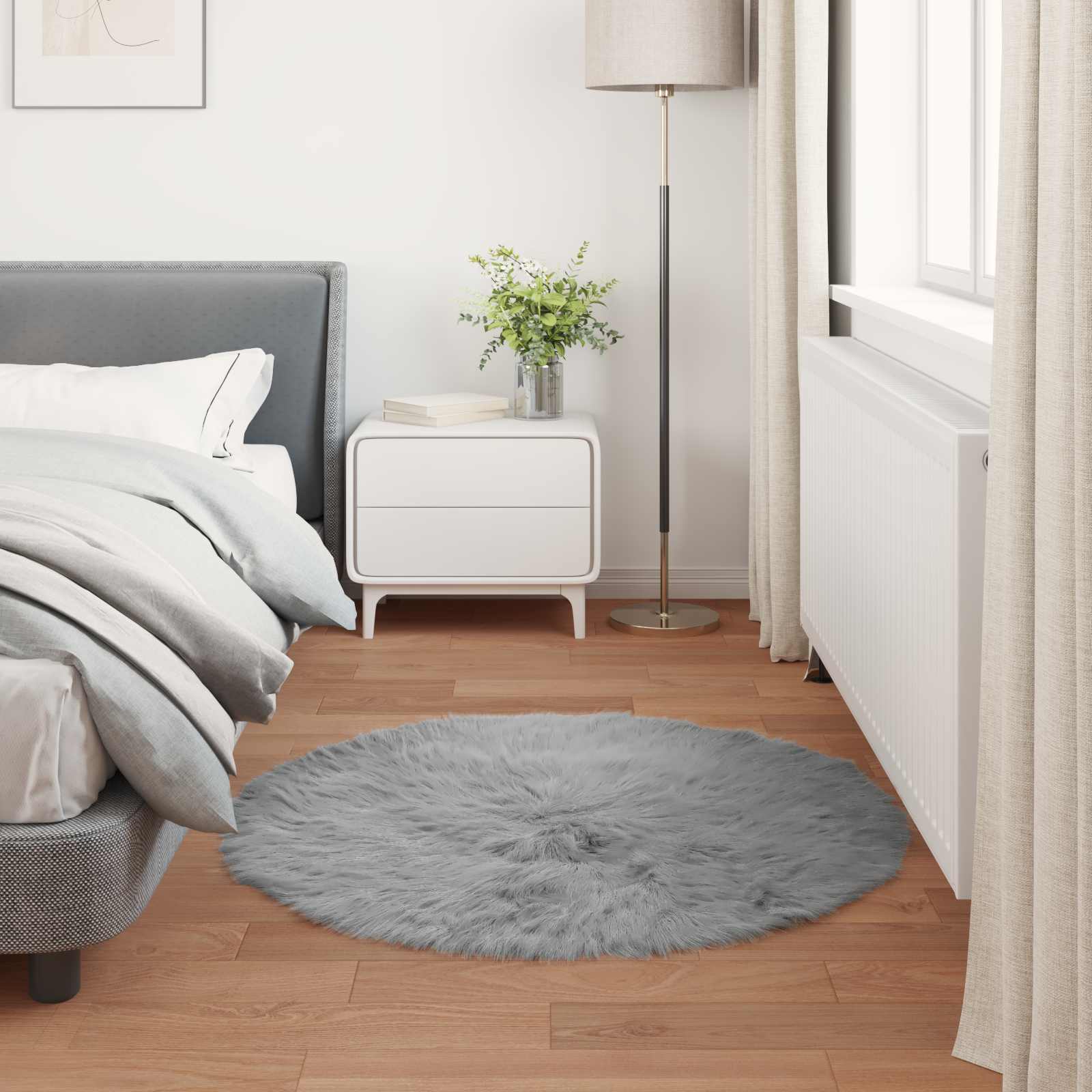 Teppich aus Kunstschaffell TAFALLA Grau Ø 120 cm Polyester