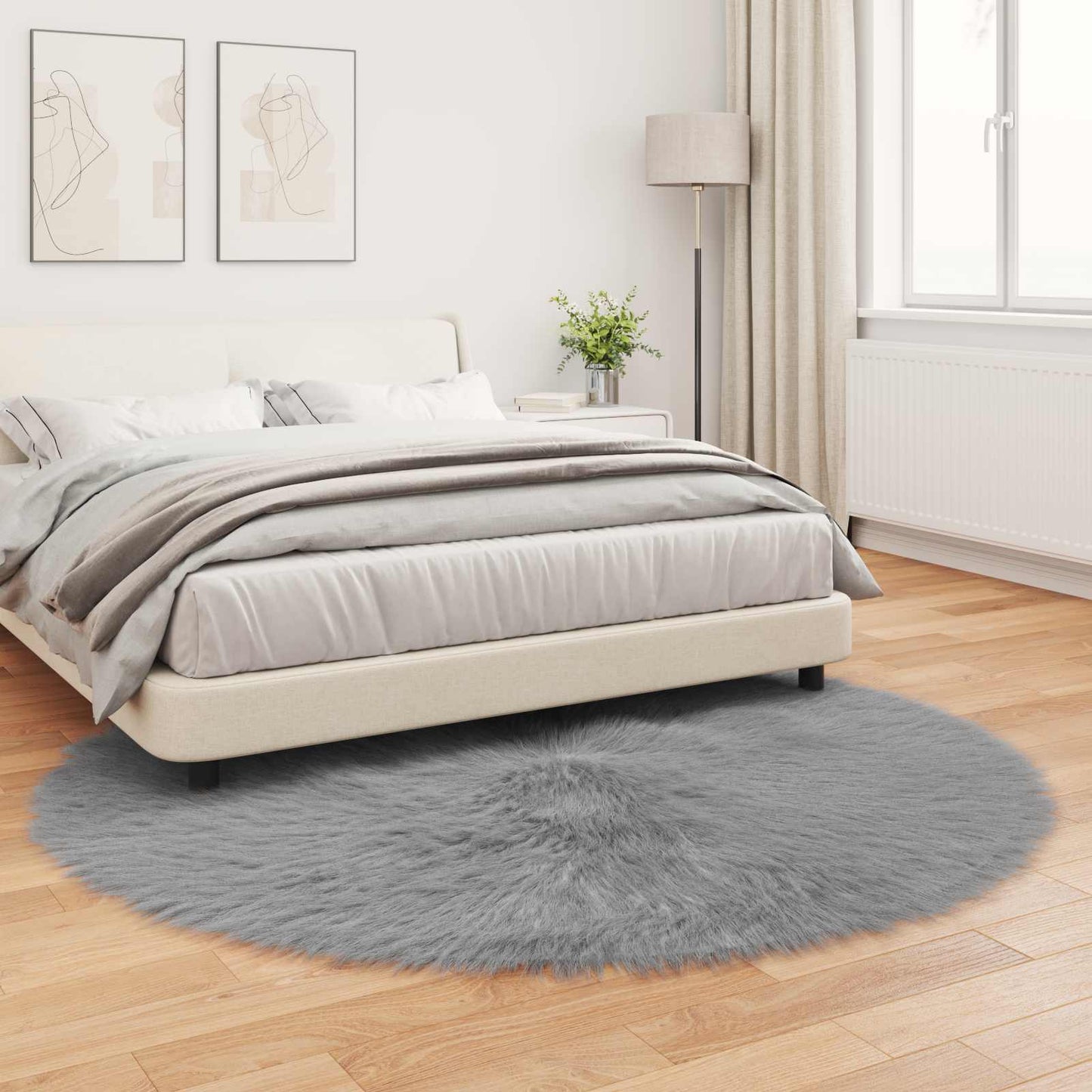 Teppich aus Kunstschaffell TAFALLA Grau Ø 200 cm Polyester