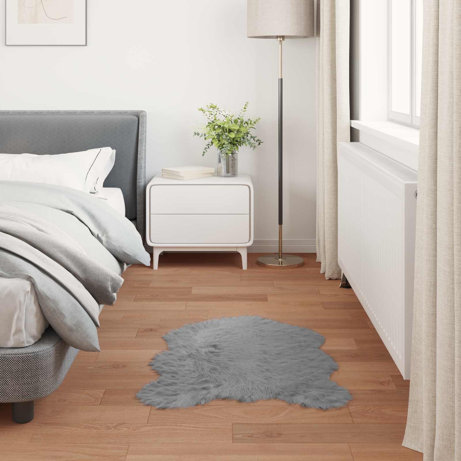 Teppich aus Kunstschaffell TAFALLA Grau 60 x 90 cm Polyester