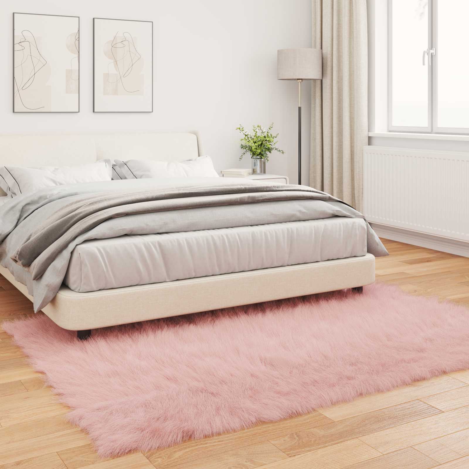 Teppich aus Kunstschaffell TAFALLA Rosa 160 x 230 cm Polyester