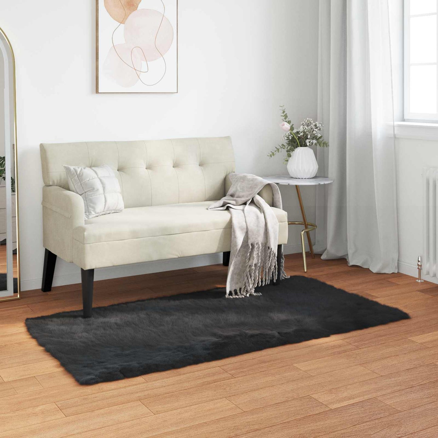 Teppich aus Kunstschaffell TAFALLA Schwarz 80 x 150 cm