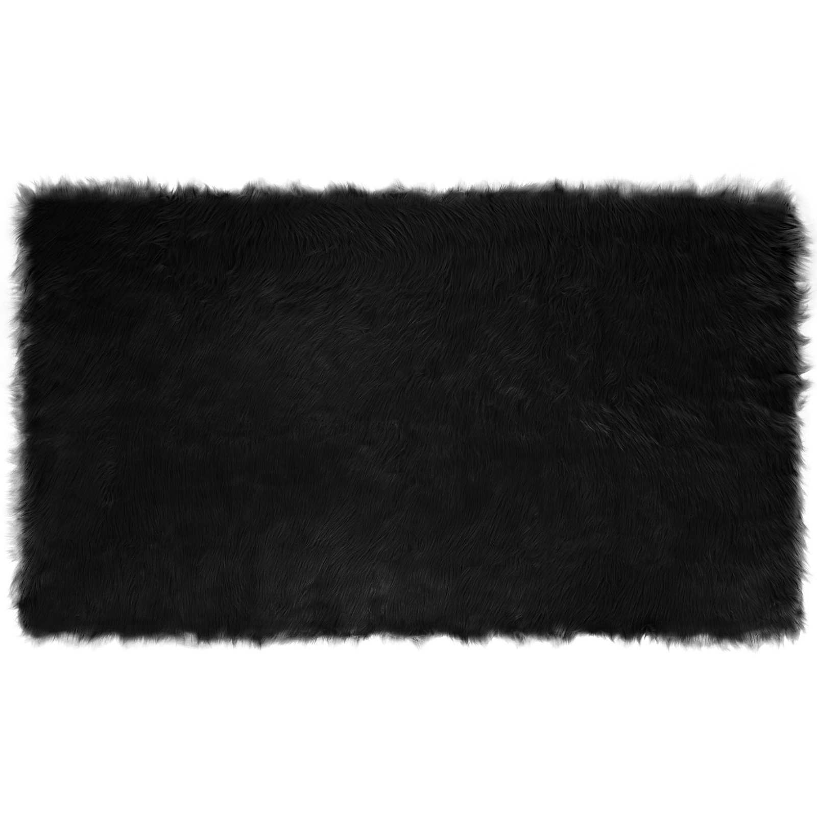 Teppich aus Kunstschaffell TAFALLA Schwarz 100 x 200 cm