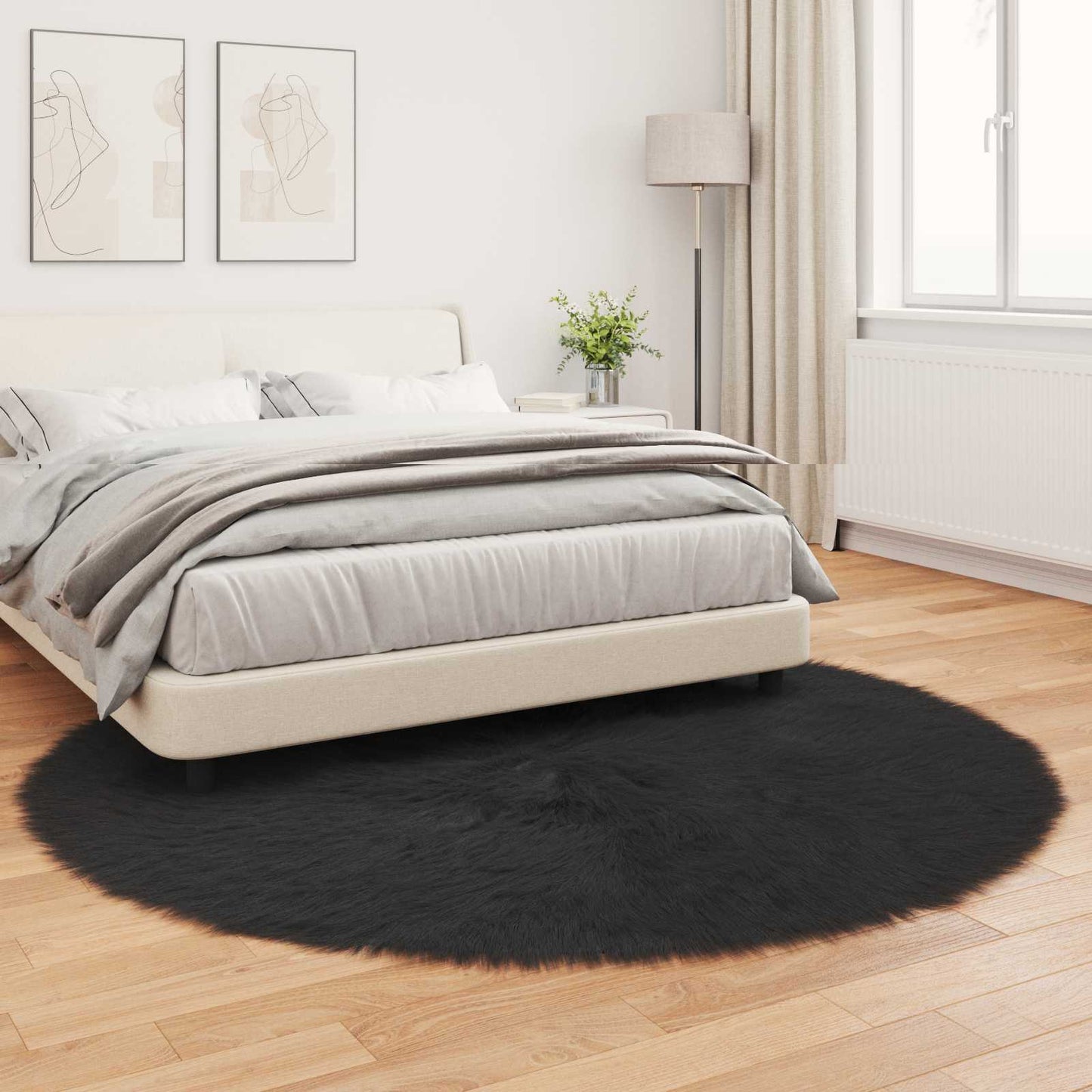 Teppich aus Kunstschaffell TAFALLA Schwarz Ø 200 cm Polyester