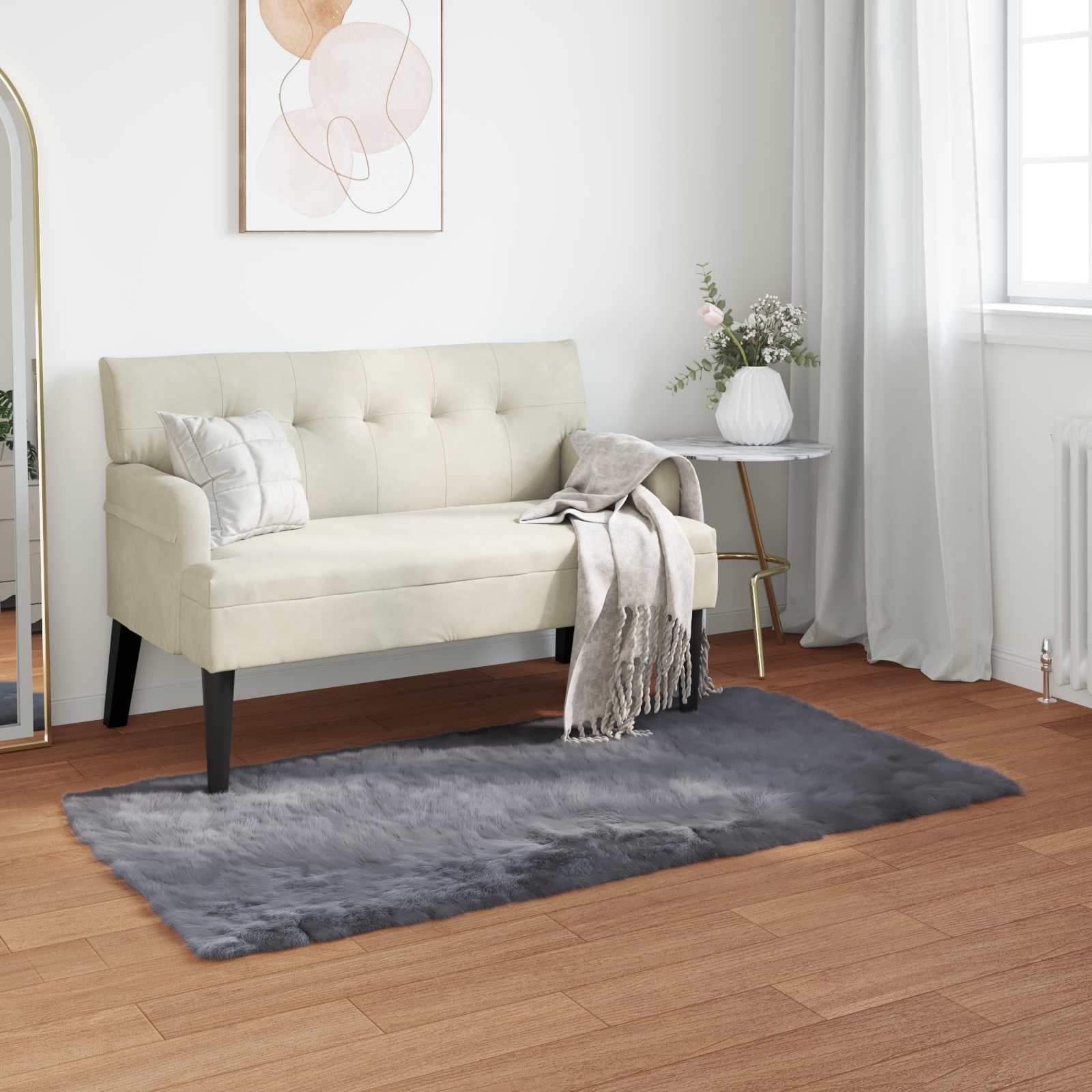 Teppich aus Kunstschaffell TAFALLA Anthrazit 60 x 110 cm