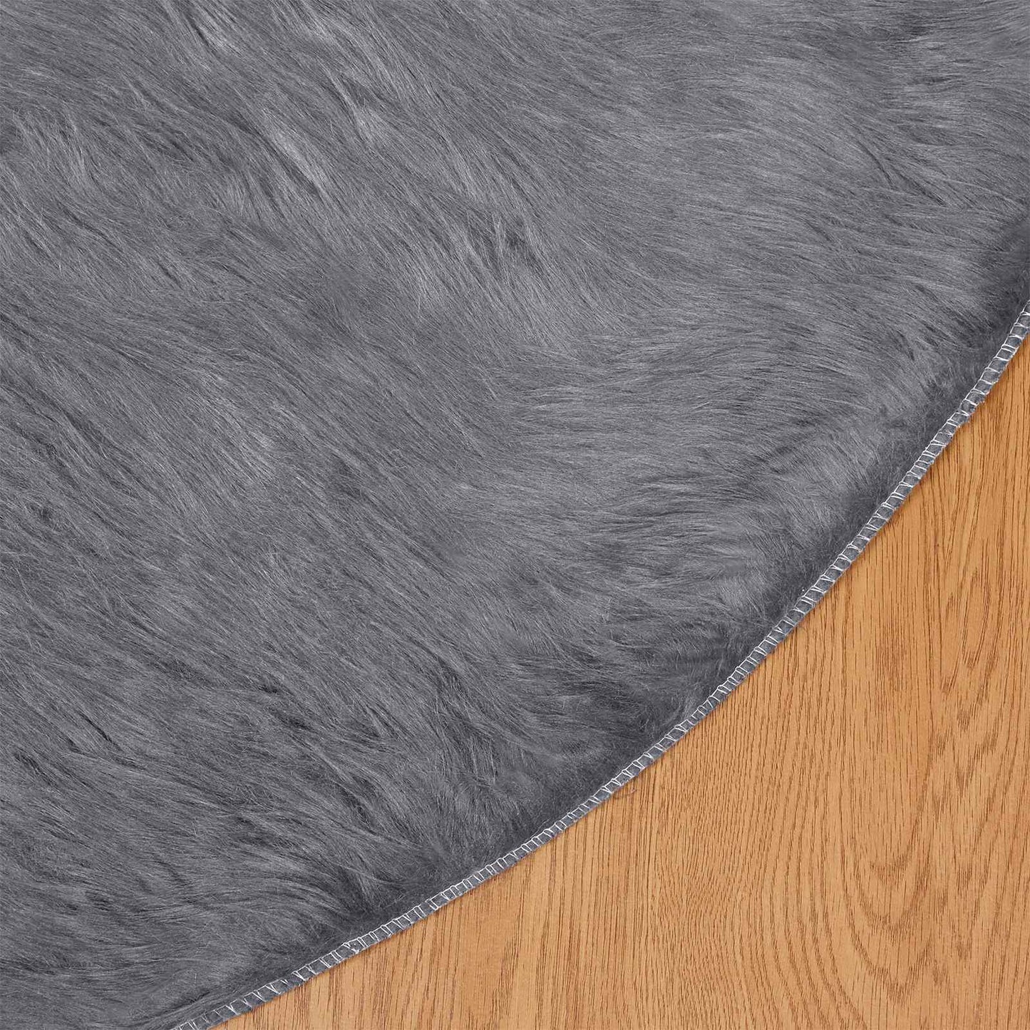 Teppich aus Kunstschaffell TAFALLA Anthrazit Ø 120 cm Polyester