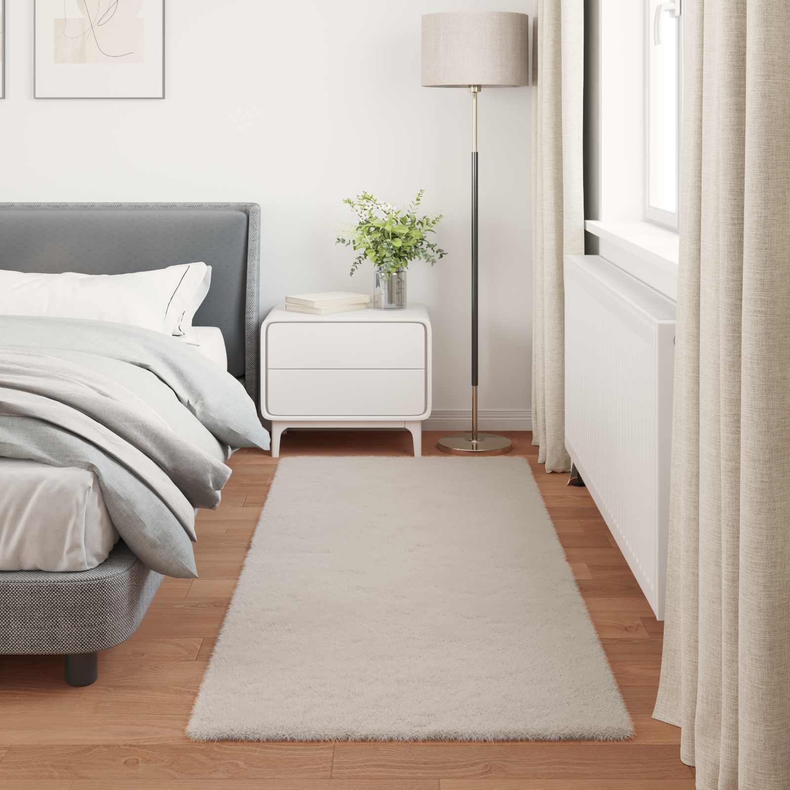 Rutschfester Teppich aus Kunstkaninchenfell OLITE Beige